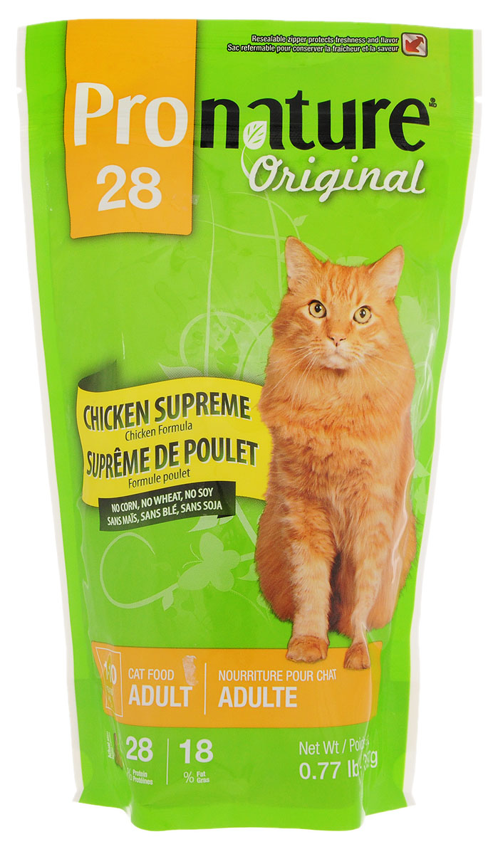 Корм сухой Pronature Original 28 для кошек, с курицей, 350 г30031 Корм сухой Pronature Original 28 для кошек, с курицей, 350 г30031Специально разработанная сбалансированная диета Pronature Original 28 с курицей оптимально поддерживает физическую форму и здоровье взрослых животных. Уникальная текстура и неповторимый вкус каждой гранулы обязательно доставит им удовольствие. Pronature Original предлагает вашему четвероногому другу вкусное разнообразное и сбалансированное меню! Тщательно разработанная на протяжении многих лет рецептура Pronature Original 28 по праву завоевала сердца домашних любимцев, принося удовольствие с каждым кусочком! Товар сертифицирован.