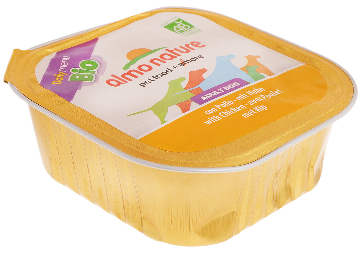 Паштет для собак Almo Nature Daily Menu, с курицей, 300 г10168 Паштет для собак Almo Nature Daily Menu, с курицей, 300 г10168Паштет для собак Almo Nature Daily Menu изготовлены из отборных, гипоаллергенных и легко усвояемых ингредиентов. Содержат питательные, высококачественные продукты: подлинное мясо свободного выгула - без гормонов и антибиотиков, а также овощи и злаки, произрастающие в экологически чистых условиях без использования пестицидов и химических веществ. Состав: мясо и его производные (курица 4%), крупы, минералы. Питательные добавки: Витамин Е - 483 мг/кг, витамин D3 - 806 IU/кг. Гарантированный анализ: белок - 8,5%, клетчатка - 0,8%, жиры - 5,5%, зола - 2,5,%, влажность - 81%. Товар сертифицирован.