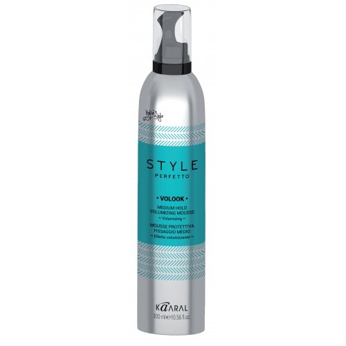 Kaaral Мусс для укладки волос средней фиксации Style Perfetto Volook Medium Hold Volumizing Mousse, 300 млK15903 Kaaral Мусс для укладки волос средней фиксации Style Perfetto Volook Medium Hold Volumizing Mousse, 300 млK15903Мусс для укладки имеет среднюю степень фиксации. Защищает от агрессивного воздействия окружающей среды и придает волосам текстуру со средней фиксацией. Обогащен экстрактами крапивы двудомной и календулы. Средство эффективно увлажняет волосы, делает их мягкими и блестящими.