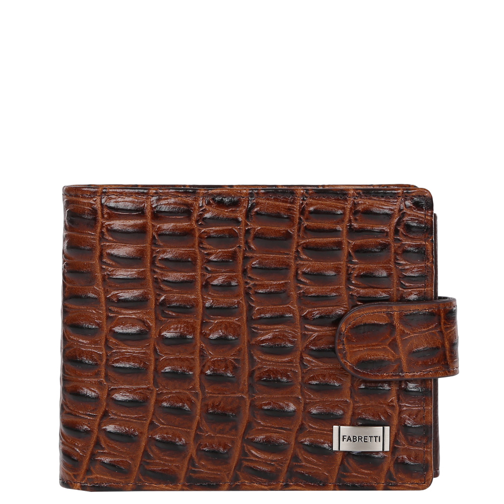 Кошелек мужской Fabretti, цвет: коричневый. 36003/1-brown cocco36003/1-brown cocco Кошелек мужской Fabretti, цвет: коричневый. 36003/1-brown cocco36003/1-brown coccoКлассический мужской кошелек от итальянского бренда Fabretti выполнен из натуральной кожи с тиснением под рептилию. Изысканный коричневый цвет и фурнитура, выполненная в серебряном цвете, превратили аксессуар в модное изделие, которое подчеркнет ваше уникальное чувство стиля. Внутри модели имеется 3 отделения для купюр, одно из которых закрывается на молнию. Вы с легкостью сможете расположить 5 дисконтных и кредитных карточек, три фотографии, а также всю мелочь с помощью удобного кармана. Кошелек закрывается на прочную застежку.