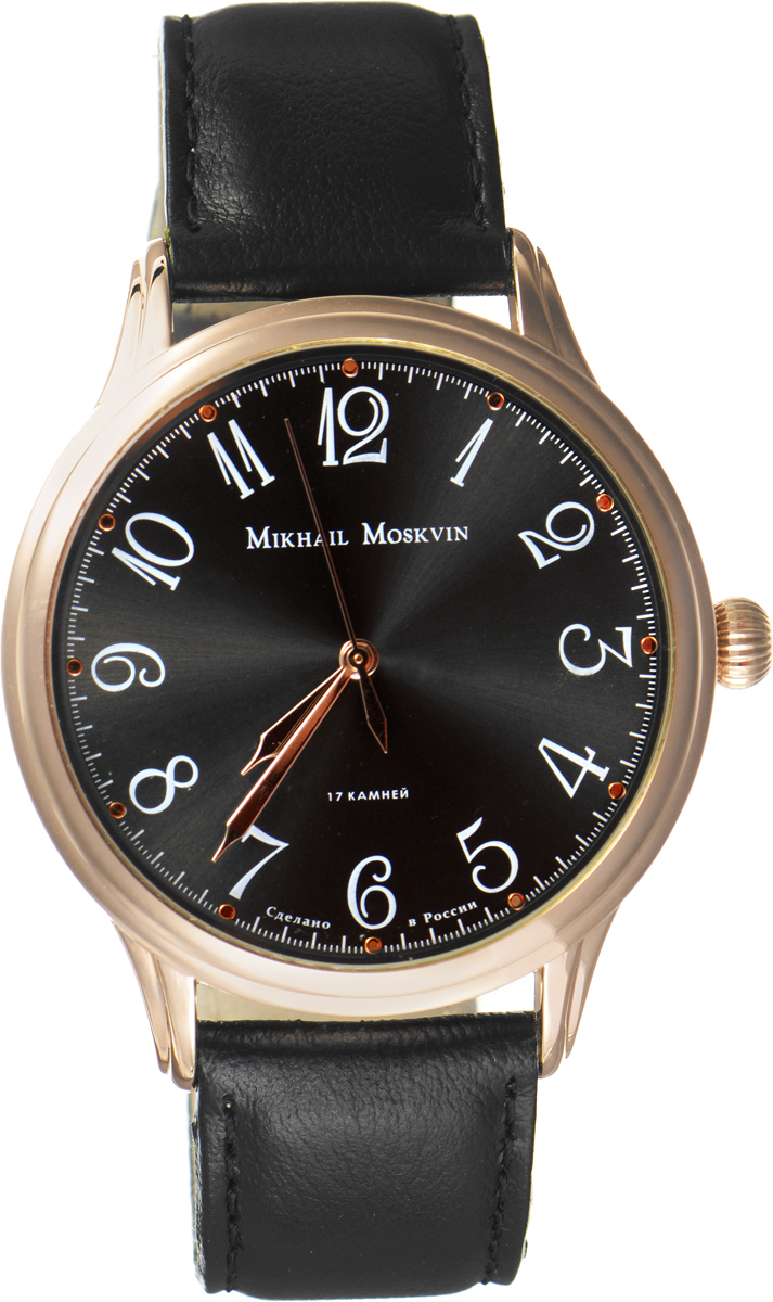 Часы наручные мужские Mikhail Moskvin, цвет: золотой, черный. 1113A3L71113A3L7 Часы наручные мужские Mikhail Moskvin, цвет: золотой, черный. 1113A3L71113A3L7Стильные мужские наручные часы сдержанного классического дизайна Mikhail Moskvin изготовлены из высокотехнологичной гипоаллергенной нержавеющей стали и натуральной кожи. Модель органично сочетает в себе технологичность и строгость, оформлена символикой бренда. Для того чтобы защитить циферблат от повреждений в часах используется высокопрочное минеральное устойчивое к царапинам стекло. Циферблат изделия оснащен часовой и минутной и секундной стрелками. Часы оснащены надежным механическим механизмом ручного завода, степенью влагозащиты равной 3 Bar. Браслет комплектуется надежной и удобной в использовании застежкой-пряжкой, которая позволит с легкостью снимать и надевать часы, а также регулировать длину браслета. Часы Mikhail Moskvin подчеркнут мужской характер и отменное чувство стиля их обладателя.