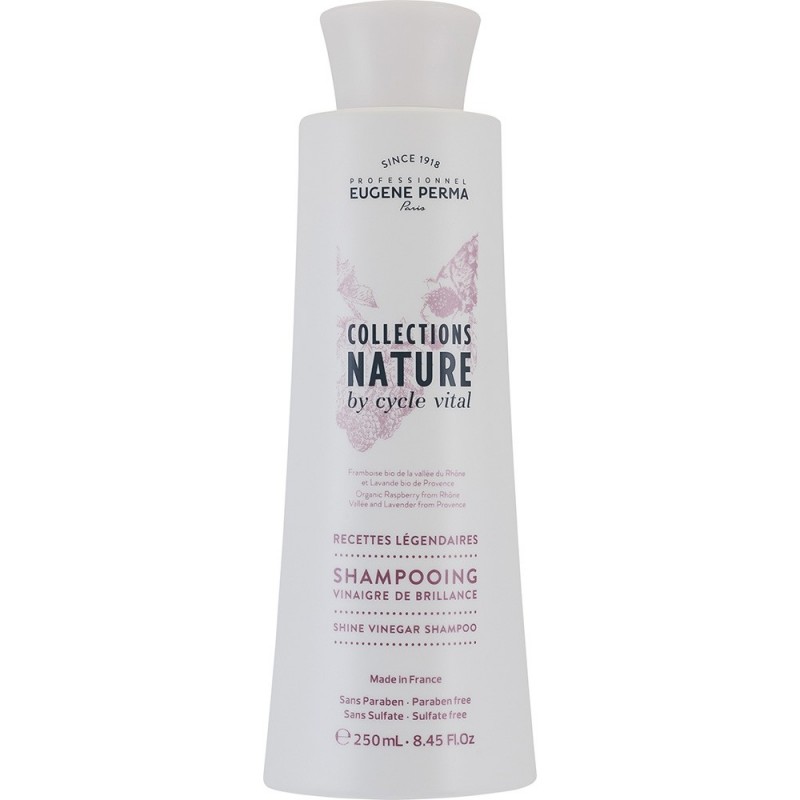 Eugene Perma Cycle Vital Nature Shampooing Vinaigre de BrИзраильlance - Шампунь с уксусом для блеска волос 250 мл21033014 Eugene Perma Cycle Vital Nature Shampooing Vinaigre de BrИзраильlance - Шампунь с уксусом для блеска волос 250 мл21033014Шампунь с уксусом для блеска волос Shampooing Vignaigre Brillance Nature by Cycle Vital Eugene Perma Органическая малина из Долины Роны и Лаванда из Прованса Придает волосам гладкость и блеск. С конца восемнадцатого века, фруктовый уксус используется для очищения и придания волосам интенсивного блеска.