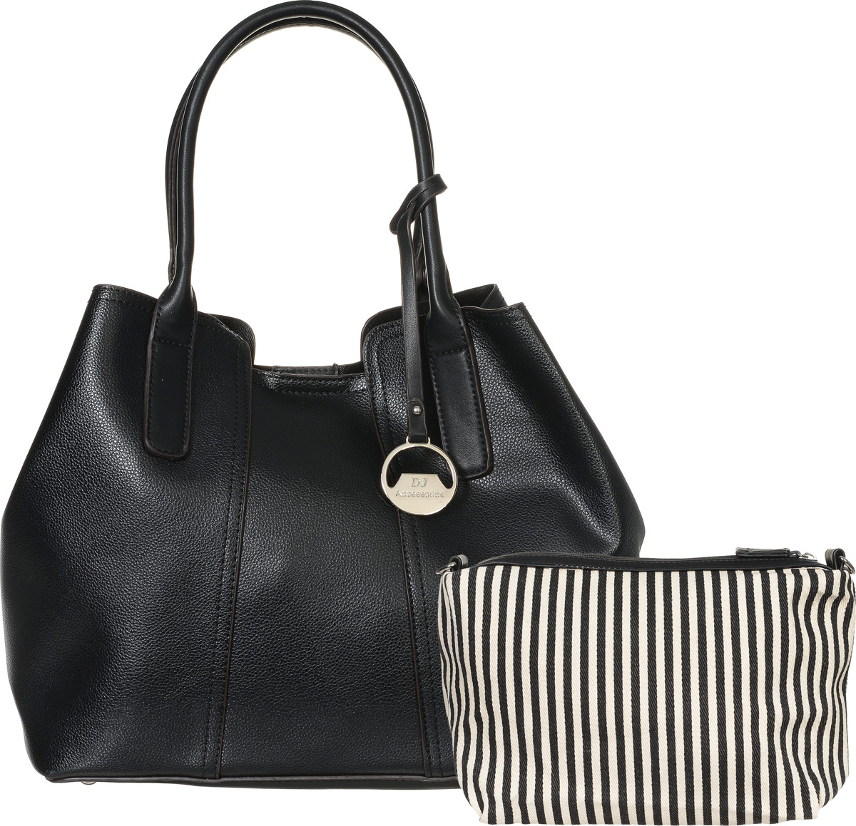 Сумка женская David Jones, цвет: черный. СМ3028СМ3028 BLACK Сумка женская David Jones, цвет: черный. СМ3028СМ3028 BLACKСтильная женская сумка David Jones выполнена из искусственной кожи и дополнена фирменным брелоком. Изделие имеет одно отделение, закрывающееся на магнитную кнопку. Сумка оснащена двумя практичными ручками, которые позволяют носить изделие, как в руках, так и на плече. Изделие имеет дополнительную текстильную сумку на застежке-молнии. В комплект входит съемный регулируемый плечевой ремень. Основание изделия защищено от повреждений металлическими ножками. Практичный аксессуар позволит вам завершить образ и быть неотразимой.