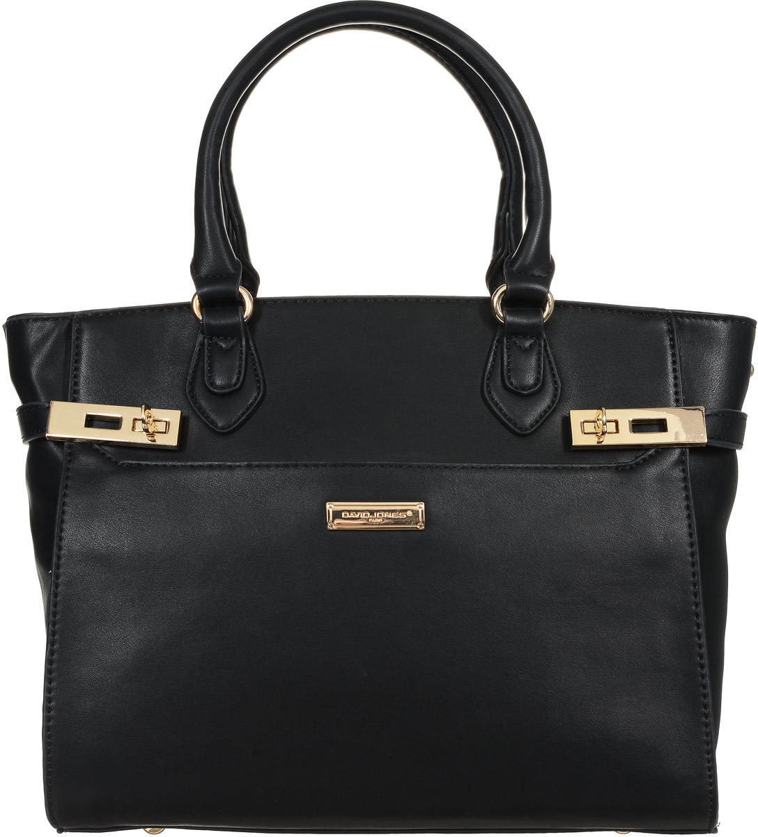Сумка женская David Jones, цвет: черный. СМ3200СМ3200 BLACK Сумка женская David Jones, цвет: черный. СМ3200СМ3200 BLACKСтильная женская сумка David Jones изготовлена из искусственной кожи и украшена декоративными ремешками, которые фиксируются на поворотные замки. Изделие имеет одно основное отделение, которое застегивается на застежку-молнию. Внутри изделия расположены два накладных открытых кармана и прорезной карман на застежке-молнии. Снаружи, на передней стенке располагается накладной открытый карман на магнитной кнопке, на задней стенке - прорезной карман на застежке-молнии. Сумка оснащена двумя удобными ручками. Основание изделия защищено от повреждений металлическими ножками. Модная сумка внесет элегантные нотки в ваш образ и подчеркнет ваше отменное чувство стиля.