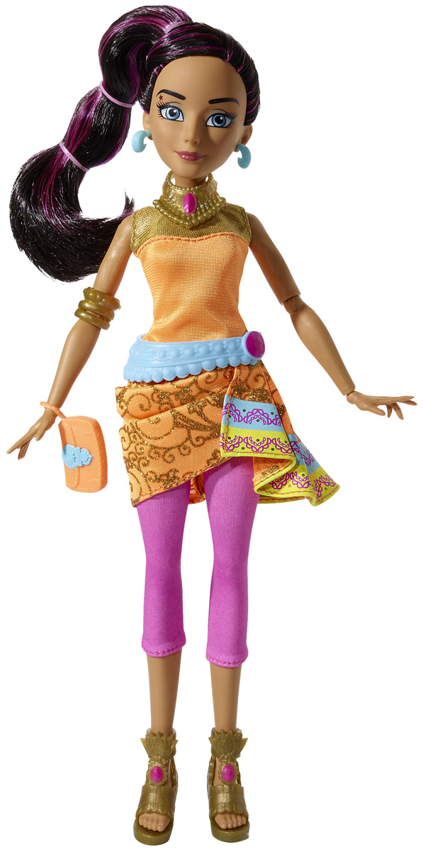Disney Descendants Кукла Светлые герои JordanB6858_Джордан Disney Descendants Кукла Светлые герои JordanB6858_ДжорданКукла Descendants Jordan порадует вашу малышку и доставит ей много удовольствия от часов игры. Игрушка изготовлена из безопасного материала. Короткое платье в восточном стиле очень идет этой красавице. На ногах у куколки - оригинальные босоножки на каблуках. Длинные мягкие волосы собраны в высокий хвост. Руки и ноги куклы сгибаются, голова поворачивается. Дополняют стильный образ куколки голубые серьги, широкий пояс, оригинальное колье и браслет. В комплекте с куклой имеется модная сумочка. Благодаря играм с куклой, ваша малышка сможет развить фантазию и любознательность, овладеть навыками общения и научиться ответственности. Порадуйте свою принцессу таким прекрасным подарком!