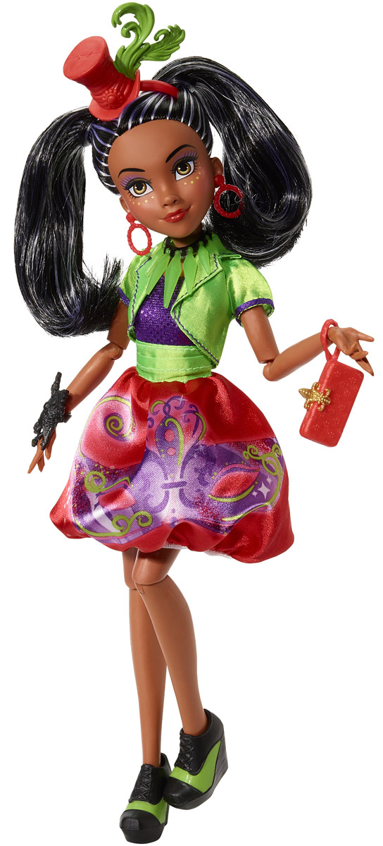 Disney Descendants Кукла Светлые герои FreddieB6858_Фредди Disney Descendants Кукла Светлые герои FreddieB6858_ФреддиКукла Descendants Freddie порадует вашу малышку и доставит ей много удовольствия от часов игры. Игрушка изготовлена из безопасного материала. Короткое пышное платье с яркими неоновыми вставками очень идет этой красавице. На ногах у куколки - стильные ботиночки. Длинные мягкие волосы куклы украшены ободком с красной шляпкой. Руки и ноги куклы сгибаются, голова поворачивается. Дополняют стильный образ куколки красные серьги, необычное ожерелье и резной черный браслет. В комплекте с куклой имеется модная сумочка. Благодаря играм с куклой, ваша малышка сможет развить фантазию и любознательность, овладеть навыками общения и научиться ответственности. Порадуйте свою принцессу таким прекрасным подарком!