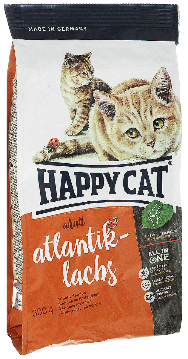 Корм сухой Happy Cat Adult Atlantik-Lachs для кошек с чувствительным пищеварением, с атлантическим лососем, 300 г70010 Корм сухой Happy Cat Adult Atlantik-Lachs для кошек с чувствительным пищеварением, с атлантическим лососем, 300 г70010Сухой корм Happy Cat Adult Atlantik-Lachs - инновационная программа комплексного питания кошек на всех стадиях развития. Особенности: - предотвращение образования шерстяных комочков, - таурин и большое количество белка животного происхождения, - контроль за уровнем рН для здоровья мочевыводящих путей, - укрепление зубов, - омега-3 и омега-6 жирные кислоты для здоровой кожи и шерсти, - гарантия превосходного вкуса и уникальная форма Happy Cat Natural Life Concept. Корм Happy Cat Adult Atlantik-Lachs содержит легкоусваиваемое мясо лосося и вкусное мясо птицы. Оригинальное мясо новозеландского моллюска и семя льна поддерживают здоровье опорно-двигательной и иммунной систем. Товар сертифицирован.