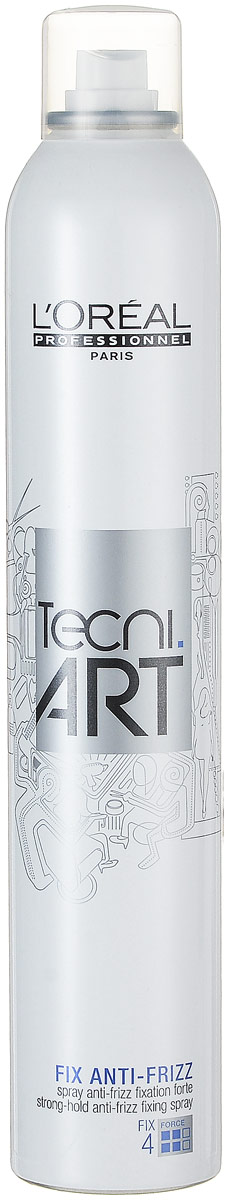 LOreal Professionnel Tecni. art Fix Спрей сильной фиксации с защитой от влаги (фикс.4) 400 млE0625044 LOreal Professionnel Tecni. art Fix Спрей сильной фиксации с защитой от влаги (фикс.4) 400 млE0625044Со спреем Фикс Анти-фриз вы можете создать эффектную гладкую прическу, которая будет сохранять форму целый день. Текстура волос не утяжеляется, а сами волосы, гладкие и блестящие, лежат ровно и красиво. Никакие погодные катаклизмы вас больше не пугают. Комплекс Hi-Shine Resolution, в составе спрея, заставляет ваши волосы светиться чарующим жемчужным блеском. УФ-фильтры, включенные в формулу спрея, надежно защищают ваши волосы от вредного солнечного излучения. Уровень фиксации: 4 (сильная фиксация). Спрей Фикc Анти-Фриз пригоден для любого типа волос, а также для вьющихся, сухих или поврежденных.