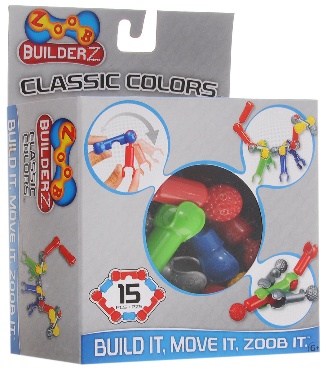 Zoob Конструктор Classic Colors 1101511015 Zoob Конструктор Classic Colors 1101511015Пластиковый конструктор Zoob Classic Colors содержит немного деталей, поэтому подходит для первого знакомства с этими конструкторами. Конструктор Zoob Classic Colors также можно взять в дорогу, чтобы малышу было чем заниматься в самолете или поезде (такое количество деталей не займет много места, но позволяет построить небольшие интересные модели). Конструкторы Zoob рекомендованы детям с 6 лет. Данное возрастное ограничение основано на том, что пространственное мышление у ребенка, по мнению специалистов, начинает развиваться именно с этого возраста. Во всех наборах Zoob содержатся 5 видов пластиковых деталей необычной формы. Они соединяются между собой 20-ю различными способами. Соединения деталей могут быть как неподвижными, так и подвижными. При подвижном соединении детали конструктора, защелкиваясь, образуют подобие суставов. Поэтому ребенок может не только собирать конструктор, но играть с ним после, как с обычной игрушкой. Собирать можно все, что угодно....