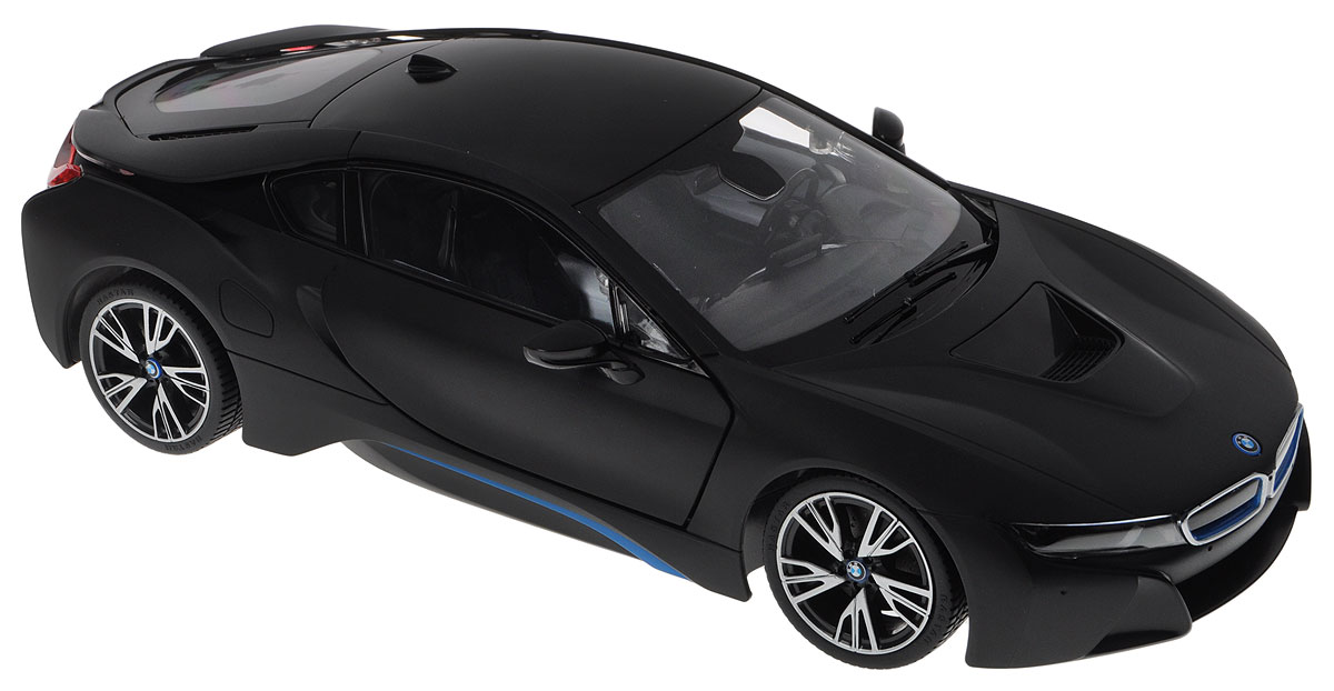 Rastar Радиоуправляемая модель BMW i8 цвет черный масштаб 1:1471010_черный Rastar Радиоуправляемая модель BMW i8 цвет черный масштаб 1:1471010_черныйРадиоуправляемая модель Rastar BMW i8 - это прекрасно смоделированная копия реального автомобиля, отличается хорошей детализацией, световыми эффектами и качественным видом. Отлично подходит для гонок, как дома, так и на улице с друзьями. Все дети хотят иметь в наборе своих игрушек ослепительные, невероятные и крутые автомобили на радиоуправлении. Тем более, если это автомобиль известной марки с проработкой всех деталей, удивляющий приятным качеством и видом. Одной из таких моделей является автомобиль на радиоуправлении Rastar BMW i8. Это точная копия настоящего авто в масштабе 1:14. Авто обладает неповторимым провокационным стилем и спортивным характером. Потрясающая маневренность, динамика и покладистость - отличительные качества этой модели. Машина может осуществлять движение вперед, назад, вправо и влево, при движении назад у нее загораются стоп-сигналы, при движении вперед - фары. Колеса игрушки прорезинены и обеспечивают плавный ход, машинка не портит напольное...