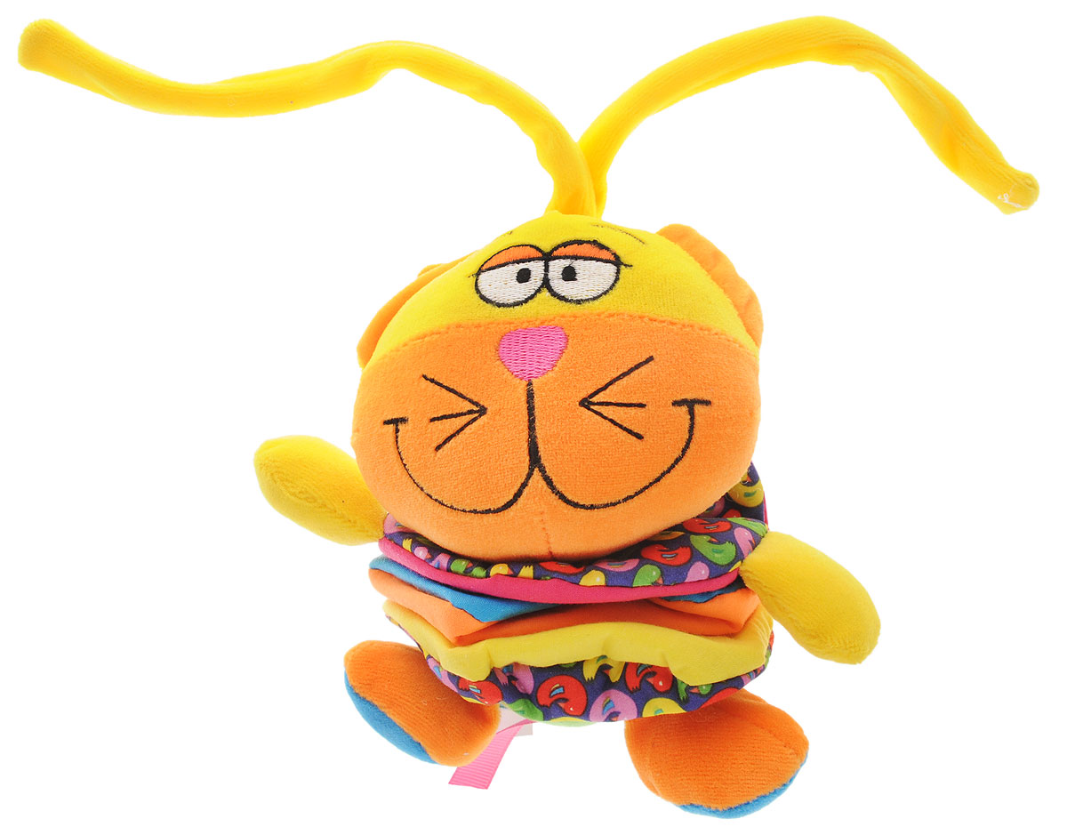 Bondibon Мягкая развивающая игрушка КотВВ1302_кот Bondibon Мягкая развивающая игрушка КотВВ1302_котМягкая развивающая игрушка Кот изготовлена из ярких тканей разных цветов и разной фактуры. Как же весело и интересно ее рассматривать! Но держать ее в маленьких ручках еще интереснее, ведь она таит в себе столько приятных сюрпризов и удивительных открытий! Изделие представляет собой мягкую гармошку. Игрушку можно растянуть, после чего она медленно сожмется обратно, наигрывая приятную мелодию. Котика можно использовать в качестве подвески над кроваткой или коляской, привязав за длинные тесемки. Яркая игрушка формирует тактильные ощущения, восприятие звуков, цветов и форм. В процессе игры развивается мелкая моторика и воображение вашего ребенка.