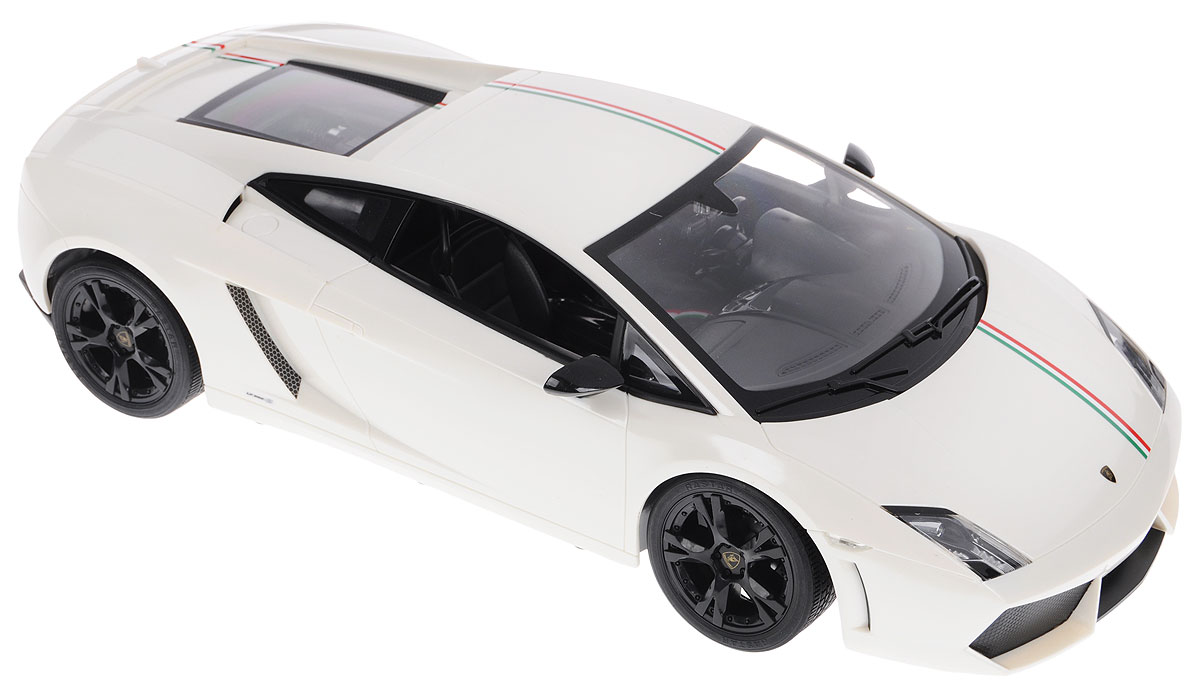 Rastar Радиоуправляемая модель Lamborghini Gallardo LP550-2 Tricolore цвет белый52700_белый Rastar Радиоуправляемая модель Lamborghini Gallardo LP550-2 Tricolore цвет белый52700_белыйРадиоуправляемая модель Rastar Lamborghini Gallardo LP550-2 Tricolore - это прекрасно смоделированная копия реального автомобиля, которая отличается хорошей детализацией. Модель представлена в масштабе 1/10 и в точности воспроизводит все детали внешнего облика реального автомобиля. Корпус автомобиля выполнен из пластика с использованием металлических элементов, колеса прорезинены. Радиоуправляемые игрушки способствуют развитию координации движений, моторики и ловкости. Ваш ребенок увлеченно будет играть с моделью, придумывая различные истории и устраивая соревнования. Подарите вашему ребенку возможность почувствовать себя настоящим водителем. Машина работает от сменного аккумулятора (входит в комплект). Заряжается при помощи зарядного устройства (входит в комплект). Пульт управления работает от батарейки 9V типа Крона (не входит в комплект).
