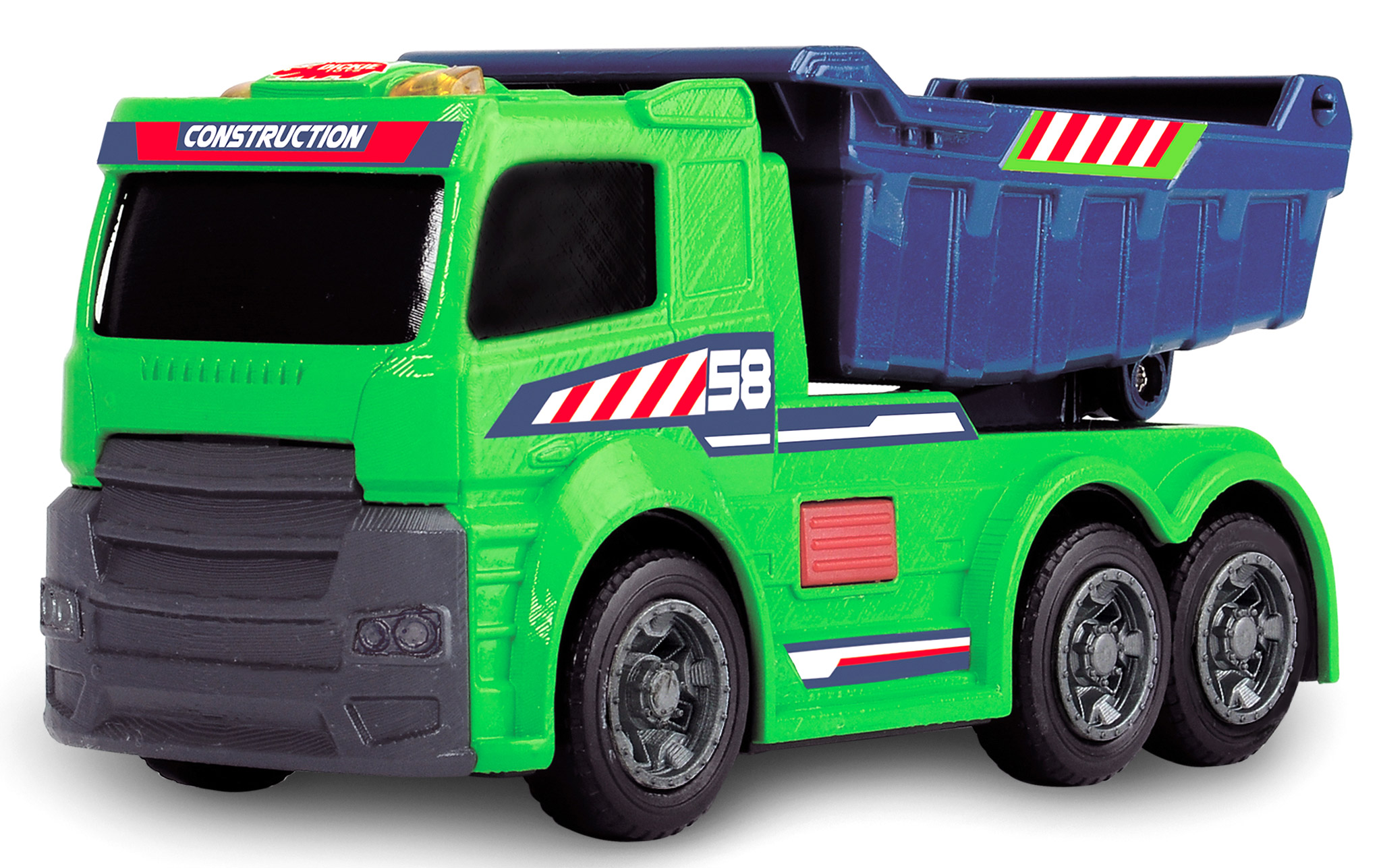 Dickie Toys Самосвал3302005 Dickie Toys Самосвал3302005Самосвал Dickie Toys привлечет внимание вашего ребенка и не позволит ему скучать. Яркий самосвал имеет поднимающийся кузов с откидывающимся задним бортом. Для большей реалистичности машина оснащена световыми и звуковыми эффектами. Ваш ребенок сможет часами играть с машинкой, придумывая разные истории. Порадуйте его таким замечательным подарком! Для работы игрушки необходимы 3 батарейки типа LR41 напряжением 1,5V (товар комплектуется демонстрационными).