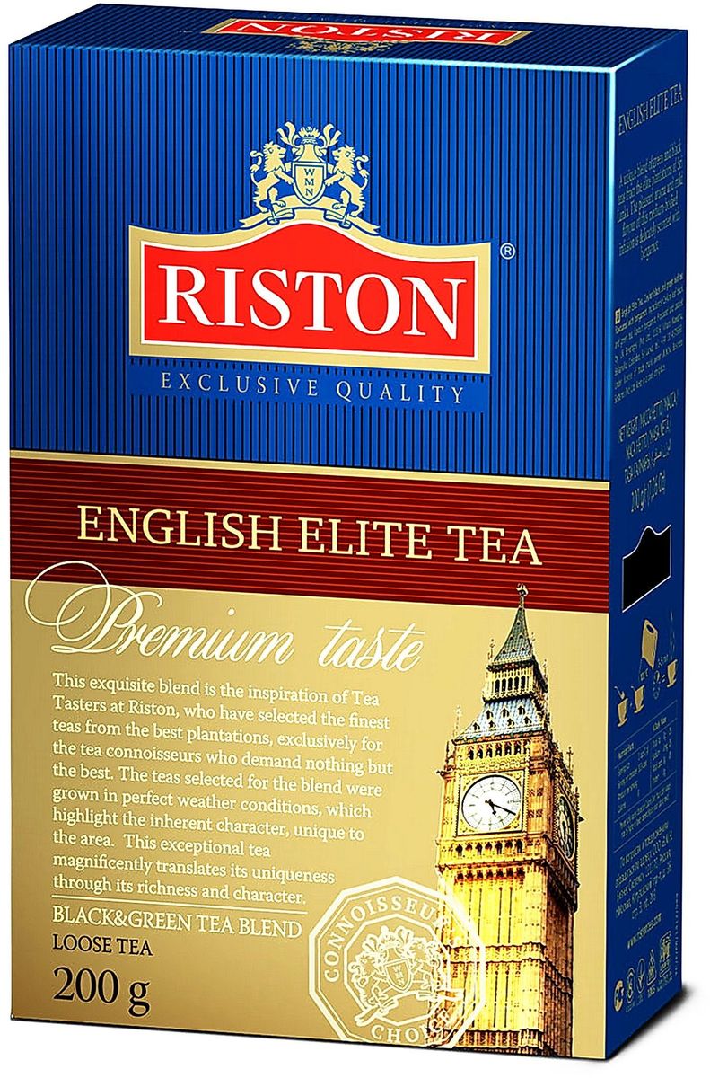 Riston Элитный Английский черный листовой чай, 200 г4792156000398 Riston Элитный Английский черный листовой чай, 200 г4792156000398Riston Элитный Английский - уникальный купаж черного и зеленого элитного чая, выращенного на лучших плантациях Шри-Ланки. Насыщенный яркий аромат и необычайно мягкий вкус настоя средней крепости деликатно оттенен бергамотом. Стандарт FBOP.