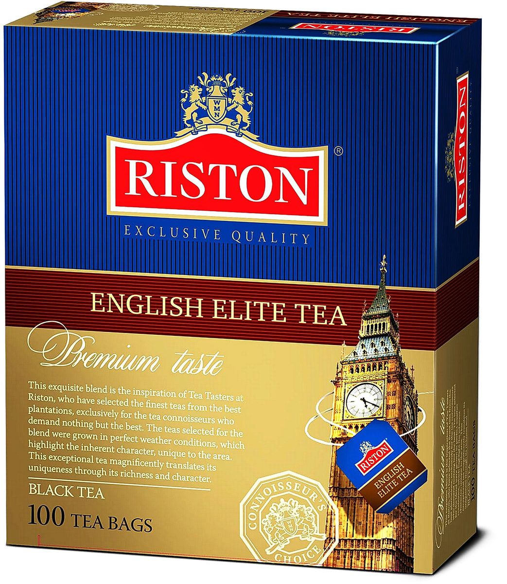 Riston Элитный Английский черный чай в пакетиках, 100 шт4792156000428 Riston Элитный Английский черный чай в пакетиках, 100 шт4792156000428Riston Элитный Английский - крепкий характер настоящего цейлонского чая с насыщенным ароматом и деликатной ноткой бергамота будет сопровождать вас в течение дня продолжительным мягким послевкусием.