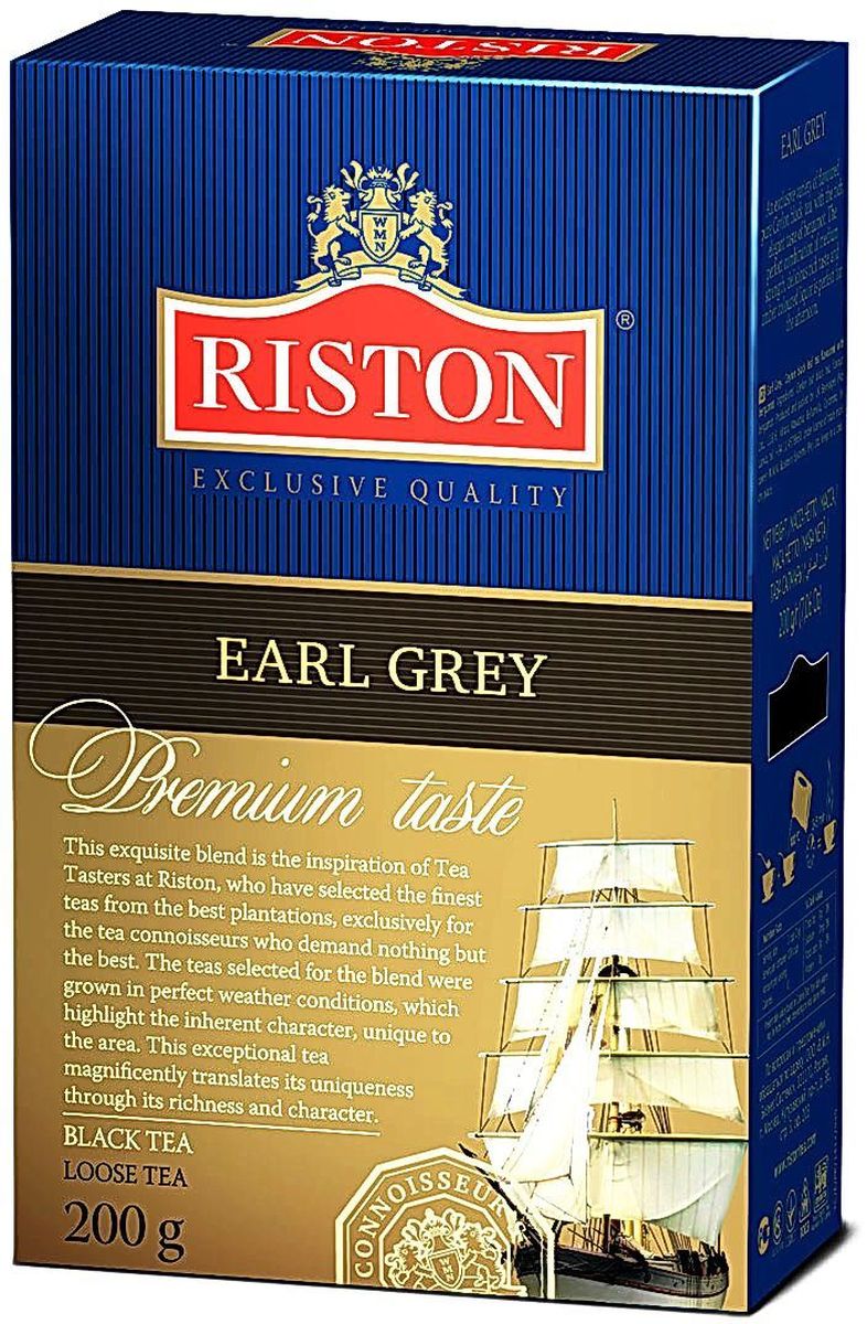 Riston Эрл грей черный листовой чай, 200 г4792156006109 Riston Эрл грей черный листовой чай, 200 г4792156006109Riston Эрл грей - эксклюзивный сорт цейлонского черного чая с богатым изысканным ароматом бергамота. Гармоничное сочетание средней крепости, восхитительного насыщенного вкуса и янтарного настоя идеально для послеобеденного времени. Стандарт FBOP.