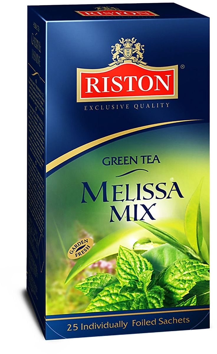 Riston Мелисса Микс зеленый чай в пакетиках, 25 шт4792156008059 Riston Мелисса Микс зеленый чай в пакетиках, 25 шт4792156008059Riston Мелисса Микс - изысканный купаж зеленого и травяного чая со светлым настоем и бодрящим вкусом. Свежий аромат мяты, нота спелого лимона и благотворные качества мелиссы дарят ощущение соприкосновения с самой природой.