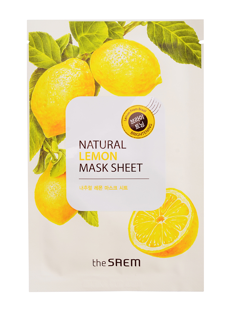 The Saem Маска тканевая с экстрактом лимона Natural Lemon Mask Sheet, 21 млСМ744 The Saem Маска тканевая с экстрактом лимона Natural Lemon Mask Sheet, 21 млСМ744Экстракт лимона, обогащенный комплексом минеральных элементов и витаминов, среди которых калий, витамины A, B, C, эфирное масло и фруктовые кислоты, способствует осветлению кожи и выравниванию общего тона, обесцвечивает пигментные пятна, тонизирует кожу и способствует исчезновению сосудистого рисунка. Маска хорошо сужает поры, благодаря ферментам, содержащимся в лимоне, кожа очищается, питается, матируется. Волшебная лимонная маска поможет дряблой и безжизненной коже стать более свежей и упругой. Гипоаллергенна. Объем: 21мл