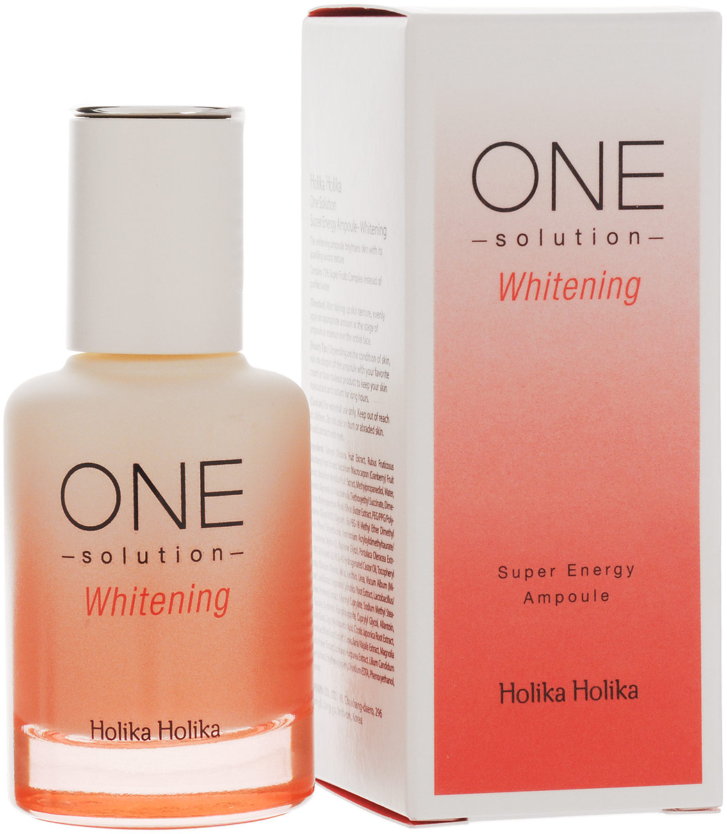 Holika Holika Сыворотка для лица (осветляющая) One Solution, 30млУТ-00000020 Holika Holika Сыворотка для лица (осветляющая) One Solution, 30млУТ-00000020Сыворотка Одно Решение Супер Энергия Осветляющая помогает придать коже ровный, естественый оттенок, осветляя и сокращая пигментные пятна и другие неровности тона. Сыворотка легко наносится, быстро впитывается и дарит ощущение легкой прохлады.
