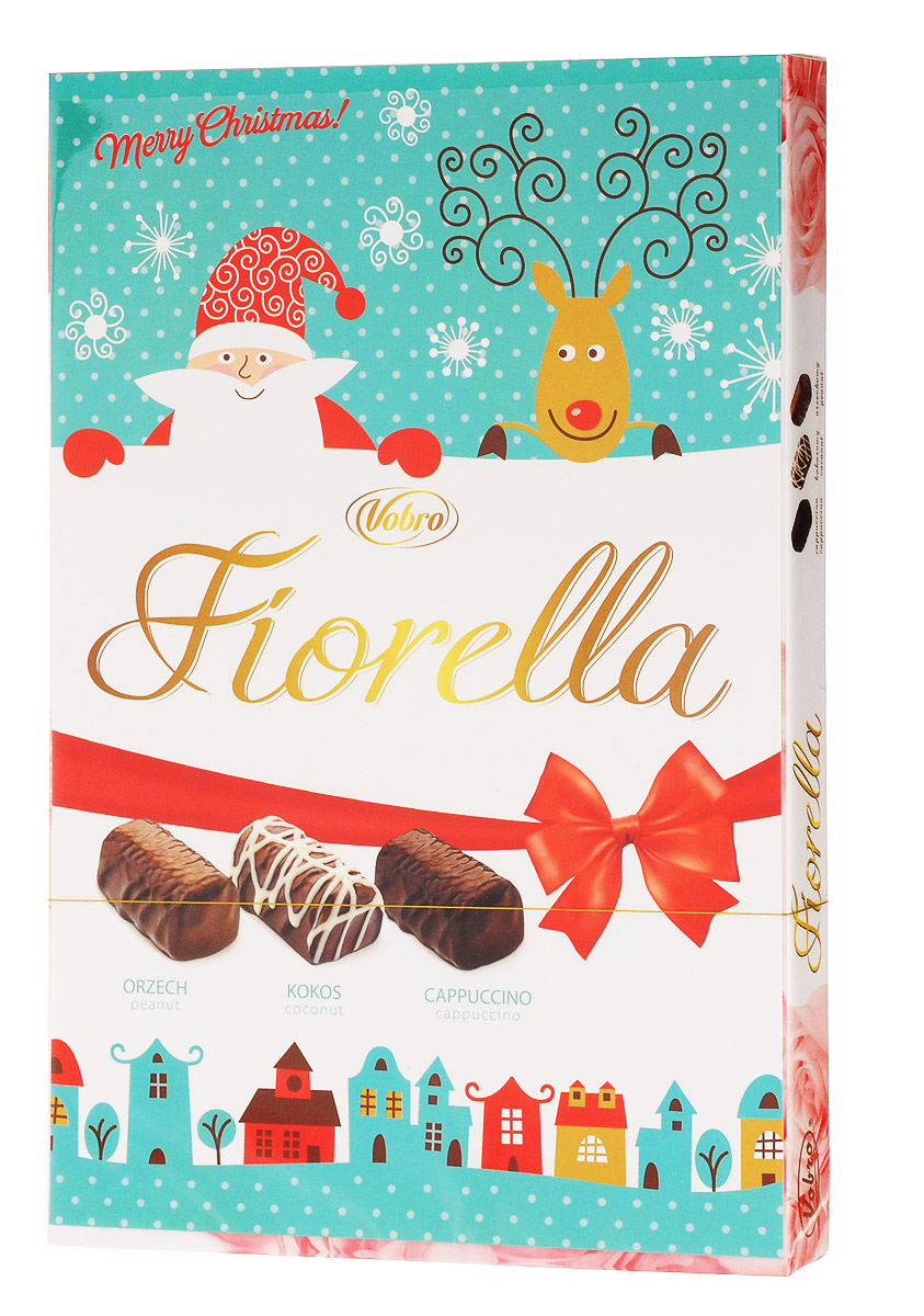 Vobro Fiorella Фиорелла набор шоколадных конфет, 140 г9352 Vobro Fiorella Фиорелла набор шоколадных конфет, 140 г9352Vobro Fiorella - это 3 дополнительных вкуса, создающих набор, который не надоест. Под деликатным шоколадом скрыт вкус кокоса, ореха и капучино. Такая коробка конфет будет идеальным подарком вместо одних цветов. Такой набор, несомненно, порадует каждую женщину.