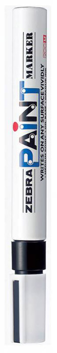 Zebra Маркер перманентный Paint черный312 203010 Zebra Маркер перманентный Paint черный312 203010Маркер перманентный Paint с износоустойчивым амортизированным наконечником станет незаменимым аксессуаром в учебе или работе. Маркер содержит жидкие чернила черного цвета, которые обеспечивают ровные и четкие линии. Насыщенный цвет сплошной линии, оставляемый маркером, не зависит от цвета окрашиваемой поверхности. Маркер перманентный Paint пишет на любой поверхности.