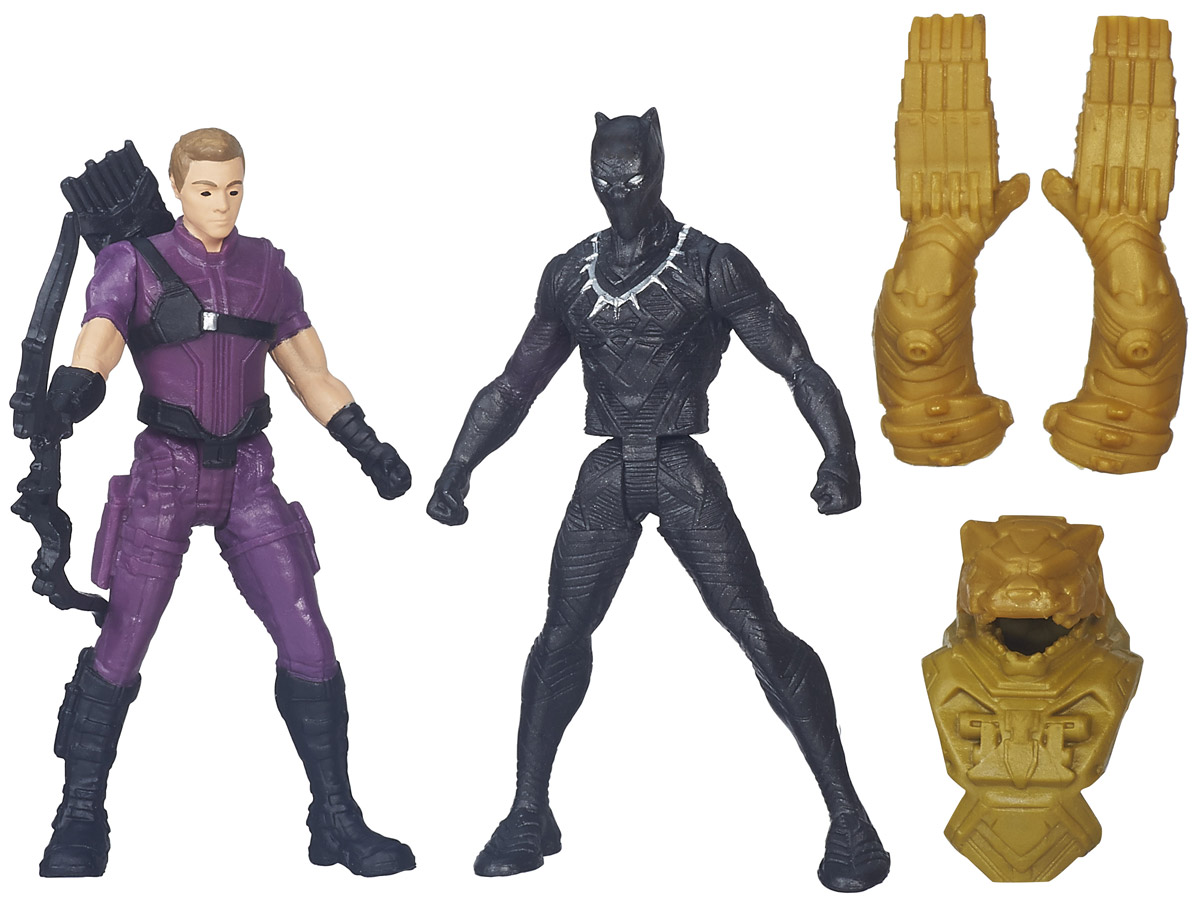 Avengers Набор фигурок Marvels Hawkeye vs Black PantherB5768EU4_B6145 Avengers Набор фигурок Marvels Hawkeye vs Black PantherB5768EU4_B6145Набор фигурок Marvel Marvels Hawkeye vs Black Panther порадует любого поклонника знаменитой вселенной Marvel. Фигурки изготовлены из высококачественного прочного пластика и выполнены в виде Соколиного глаза и Черной пантеры. В комплекте с фигурками идут дополнительные аксессуары: элементы бронекостюма Черной пантеры и лук Соколиного глаза. Фигурки Marvel понравятся как детям, так и взрослым коллекционерам, они станут отличным сувениром или займут достойное место в коллекции любого поклонника комиксов Marvel. Высота фигурки Соколиного глаза: 6,5 см.