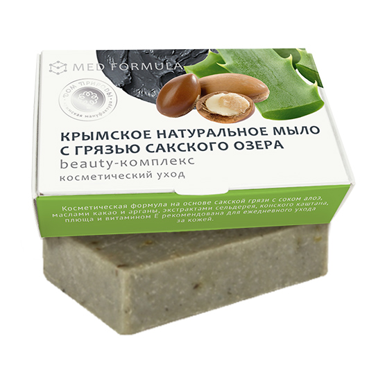 Мануфактура Дом природы Мыло с грязью Сакского озера «Beauty-комплекс», 100 г4640017811471 Мануфактура Дом природы Мыло с грязью Сакского озера «Beauty-комплекс», 100 г4640017811471«Beauty-комплекс» содержит лечебную грязь Сакского озера, дополненную сбалансированным комплексом природных компонентов, разработанным для косметического ухода за кожей лица и тела. Сок алоэ насыщает кожу влагой, оказывает тонизирующее и противовоспалительное действие. Масло какао прекрасно питает и смягчает кожу. Масло арганы повышает тонус и эластичность кожных покровов, регенерирует старые клетки. Экстракт сельдерея насыщает кожу витаминами и полезными микроэлементами. Экстракт конского каштана укрепляет стенки кровеносных сосудов и помогает избавиться от сосудистых звездочек. Экстракт плюща восстанавливает упругость кожи и выводит токсины. Молотая корица мягко массирует. Композиция эфирных масел оказывает тонизирующее действие и регулирует психоэмоциональное состояние.