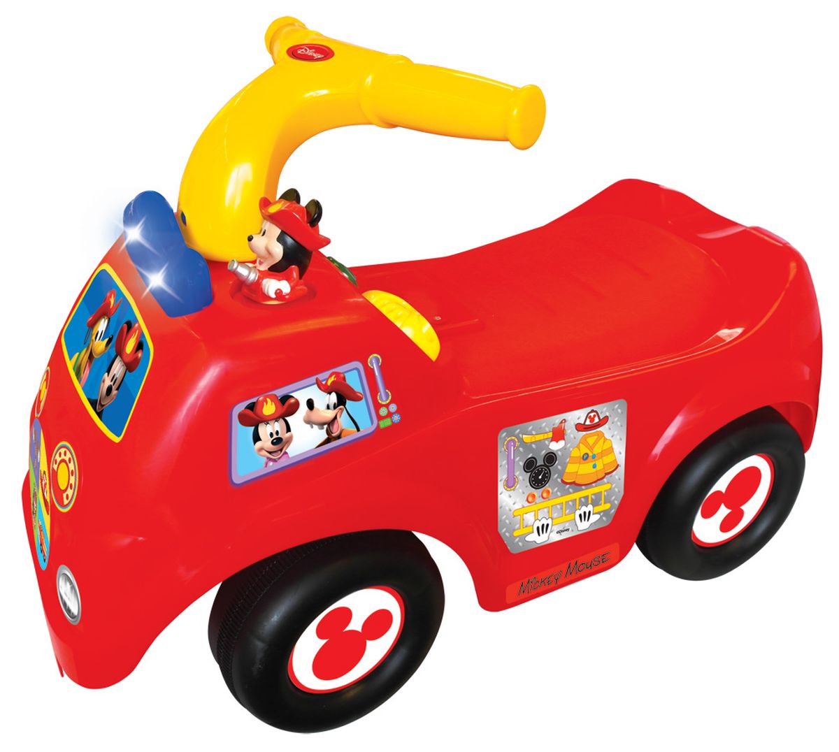 Kiddieland Каталка-пушкар Микки МаусKID 049296 Kiddieland Каталка-пушкар Микки МаусKID 049296Каталка-пушкар Kiddieland Микки Маус выполнена в стиле диснеевского мультипликационного героя. С её помощью малыши смогут обрести уверенность при ходьбе, опираясь на ручку и толкая игрушку впереди себя, а также потренируют определённые группы мышц, отталкиваясь при движении ногами. Световые и звуковые эффекты игрушки сделают процесс более увлекательным и весёлым. Особенности: Игрушка является опорой при ходьбе и первым транспортным средством ребёнка, на котором он сможет перемещаться, удобно расположившись на сиденье и отталкиваясь ногами от пола. Корпус игрушки имеет красный цвет в стиле обожаемого детьми диснеевского героя Микки Мауса и украшен цветными тематическими наклейками. Каталка имеет 4 широкие колеса, благодаря чему она устойчиво стоит на поверхности и снабжена упором, предотвращающим её опрокидывание. Ребёнок с удовольствием поиграет с разнообразными подвижными элементами, размещёнными на передней панели: кнопки,...