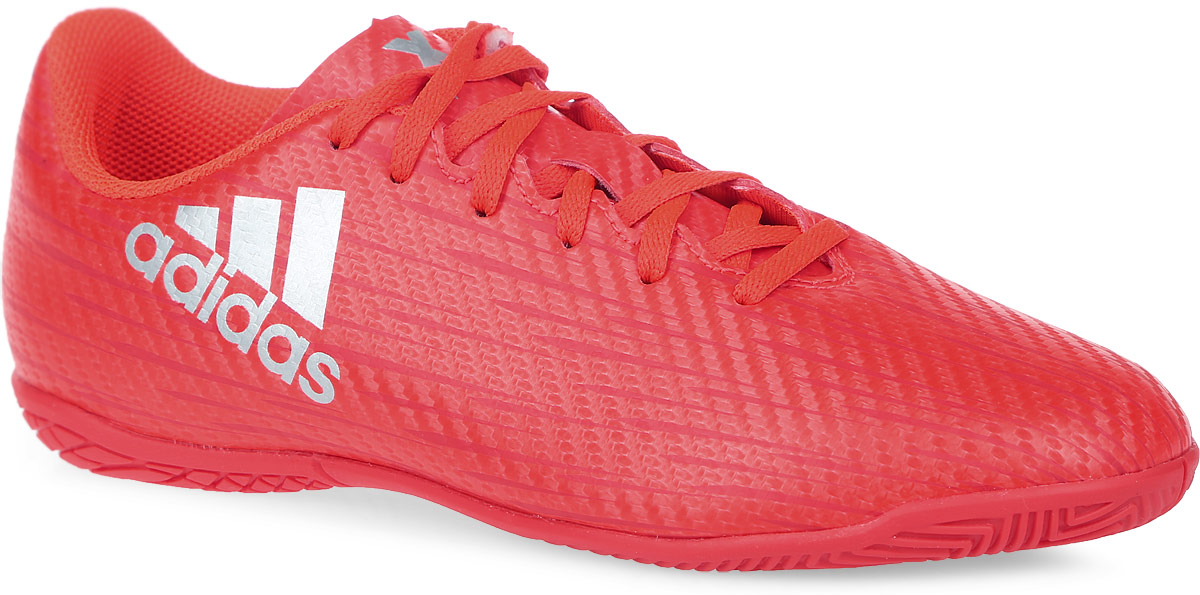 Бутсы зальные детские Adidas X 16.4 IN J, цвет: оранжевый. S75693. Размер 4,5 (36)S75693 Бутсы зальные детские Adidas X 16.4 IN J, цвет: оранжевый. S75693. Размер 4,5 (36)S75693ФУТБОЛЬНЫЕ БУТСЫ X 16.4 IN ВНЕСИ ХАОС В ИГРУ. Играй молниеносно, вноси хаос и устанавливай свои правила игры. Стань тем, кто изменит все. Эти детские футбольные бутсы созданы для игры на высоких скоростях в зале. Мягкий верх Chaos Feel обеспечивает необходимую поддержку стопы. Легкий верх Chaos Feel для лучшего контроля мяча и надежной посадки Подошва Chaos для игры на максимальных скоростях и сцепления с гладкими полированными поверхностями