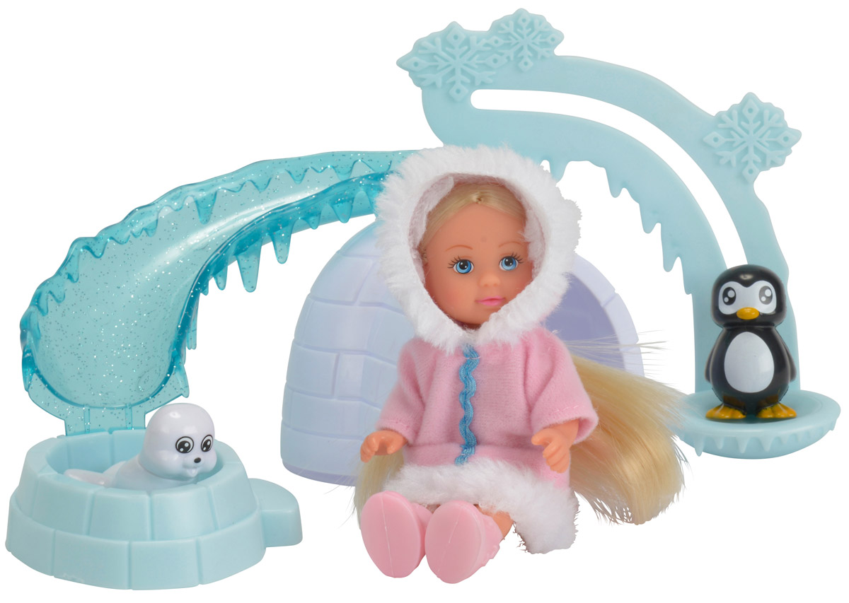 Simba Игровой набор Еви на северном полюсе5732339 Simba Игровой набор Еви на северном полюсе5732339Игровой набор Simba Еви на северном полюсе порадует любую девочку и надолго увлечет ее. В комплект входит кукла Еви, фигурка пингвина, тюленя и дополнительные аксессуары для игры. Малышка Еви одета в зимнюю шубку, а на ногах розовые сапожки. В комплект входят дополнительные аксессуары, которые сделают игру еще интереснее: горка по которой Еви может катать своих друзей пингвина и тюленя, и иглу - дом в котором они смогут жить. Руки, ноги и голова куклы подвижны, благодаря чему ей можно придавать разнообразные позы. Игры с куклой способствуют эмоциональному развитию, помогают формировать воображение и художественный вкус, а также разовьют в вашей малышке чувство ответственности и заботы. Великолепное качество исполнения делают эту куколку чудесным подарком к любому празднику.
