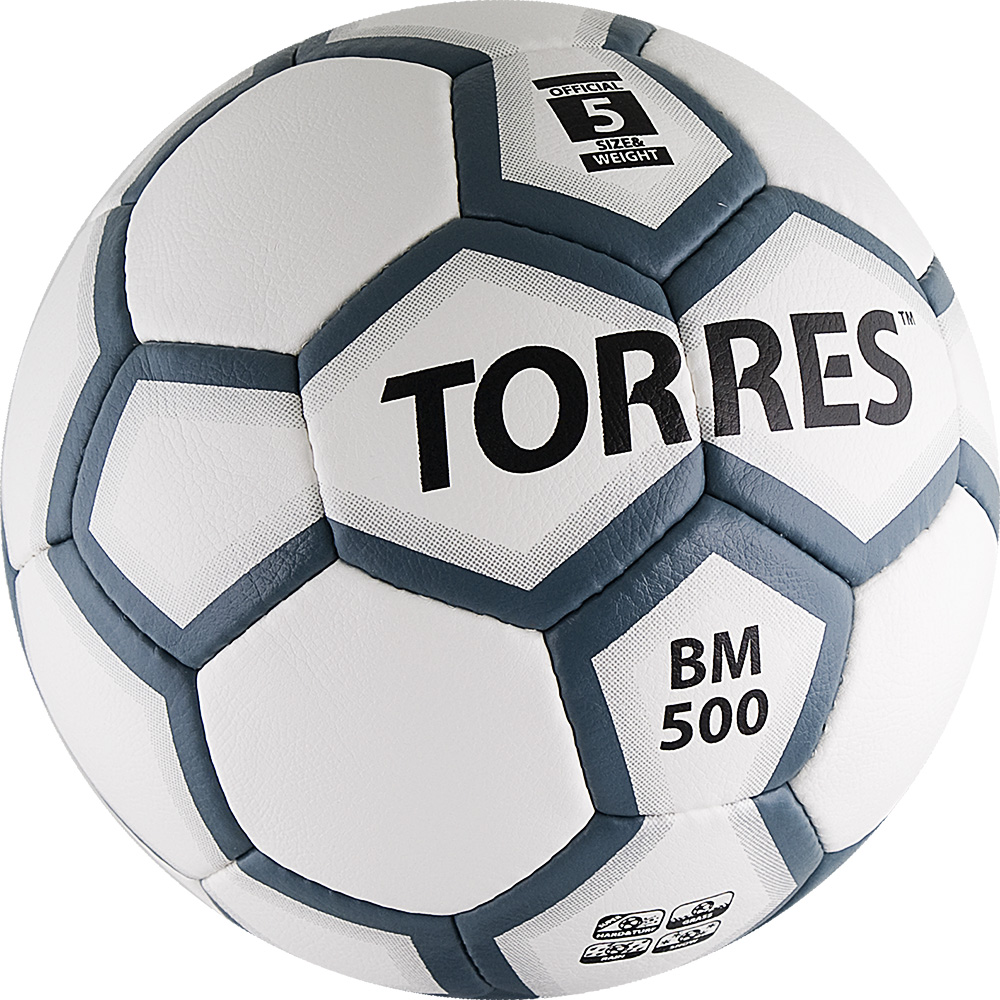 Мяч футбольный Torres BM 500. Размер 528259596 Мяч футбольный Torres BM 500. Размер 528259596Основные характеристики Тип: футбольный Размер: 5 Окружность: 68-70см Количество панелей: 32 Количество подкладочных слоев: 4 Вес: 410-450гр Материалы камеры: латексная Материал покрышки: матовый полиуретан Тип соединения панелей: ручная сшивка Цвет основной: белый Цвет дополнительный: серый, черный Вид применения: тренировочный уровень игры в футбол Подходит для игры на любых поверхностях в любых погодных условиях (при соблюдении условий эксплуатации и ухода) Страна-производитель: Пакистан Упаковка: полиэтиленовый пакет (поставляется в сдутом виде) Единственная в линейке School модель, рассчитанная на супержесткие поверхности за счет применения полиуретана с микрорельефной структурой.