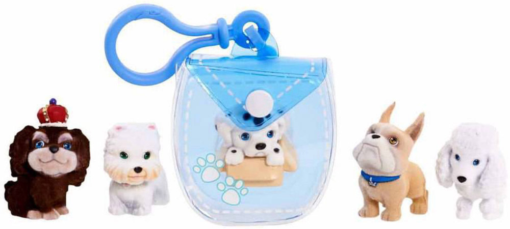 Puppy In My Pocket Набор фигурок Щенки и брелок-сумочка48180-T Puppy In My Pocket Набор фигурок Щенки и брелок-сумочка48180-TЗамечательный набор фигурок Puppy In My Pocket создан специально для поклонниц мультипликационного сериала Щенок в моем кармане. Щеночки разных пород покрыты мягким флоком, удивительно приятным на ощупь. В комплект набора, помимо пяти очаровательных щенков, входит брелок-сумочка. Прозрачная сумочка закрывается на пластиковую кнопку и дополнена удобным карабином. Сумочка будет замечательно смотреться на рюкзачке или пенале. Набор выполнен из качественных и безопасных материалов.