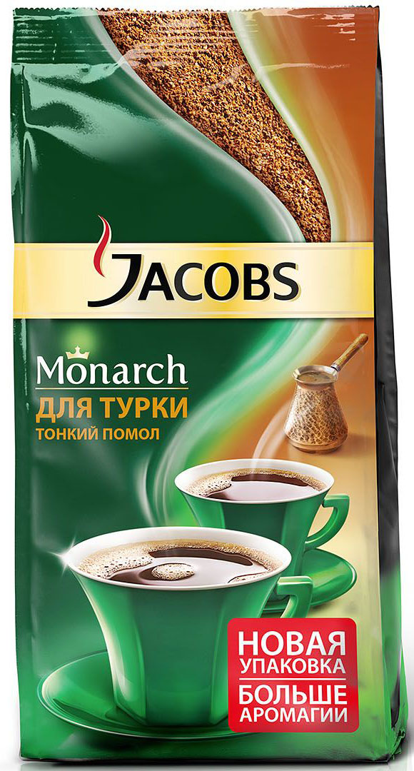 Jacobs Monarch кофе молотый для турки, 150 г4251812 Jacobs Monarch кофе молотый для турки, 150 г4251812Легендарный бренд Якобс начинает свою историю в 1895 году в Германии, когда предприниматель Йохан Якобс открыл на главной торговой улице Бремена новый специализированный кофейный магазин, который тут же завоевал популярность. Собственная кофейная жаровня привлекла еще больше ценителей этого изысканного напитка. Вот уже 110 лет бренд Якобс Монарх внедряет инновации на рынке кофе, постоянно совершенствует технологии, что служит гарантией качества и прекрасного вкуса.