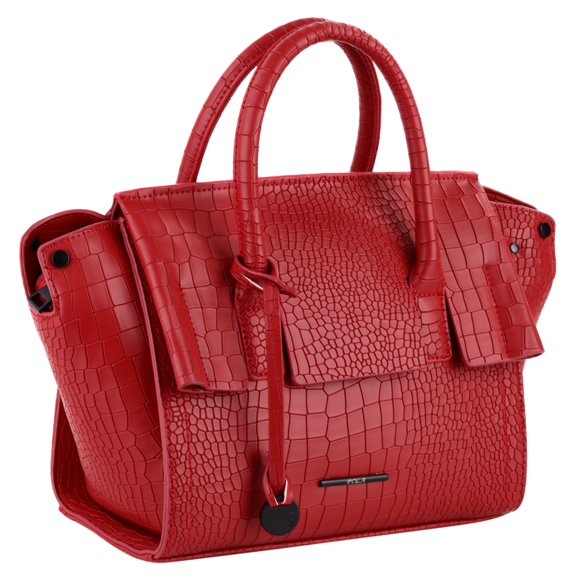 Сумка женская Pola, цвет: красный. 43914391 Сумка женская Pola, цвет: красный. 43914391Женская сумка Pola выполнена из экокожи, сверху закрывается клапаном и молнию. Внутри два небольших кармана на молнии и два открытых кармана. В комплекте съемный плечевой ремень, регулируемый по длине, максимальная высота 47 см. Высота ручек-10 см. Цвет фурнитуры- черный.