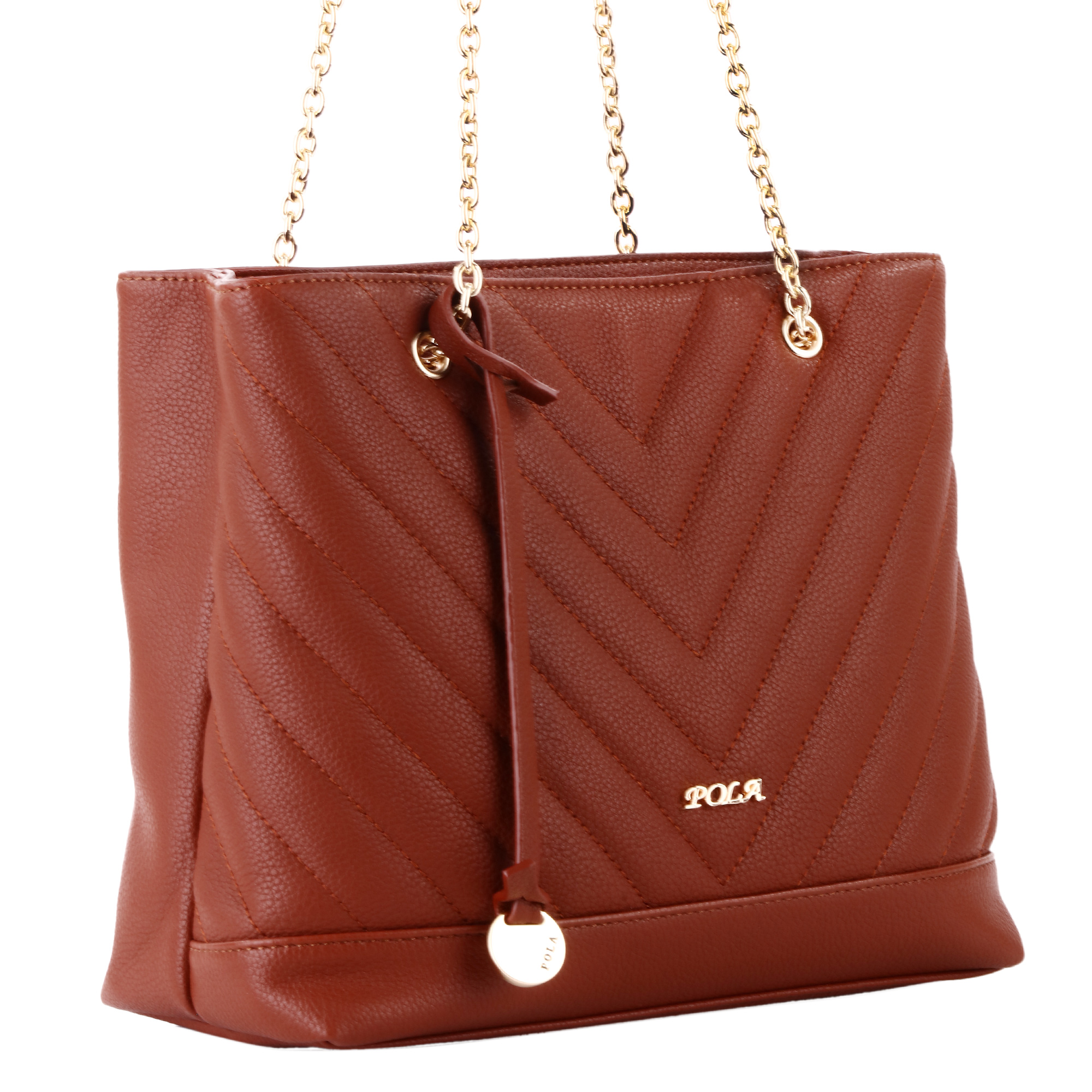 Сумка женская Pola, цвет: коричневый. 44034403 Сумка женская Pola, цвет: коричневый. 44034403Женская сумка Pola выполнена из экокожи и закрывается на молнию. Основное отделение разделено карманом-средником на молнии. Внутри дополнительно небольшой карман на молнии и два открытых кармана. Снаружи сзади сумки имеется небольшой карман на молнии. Плечевой ремень отсутствует. Высота ручек 27 см. Цвет фурнитуры - золото.