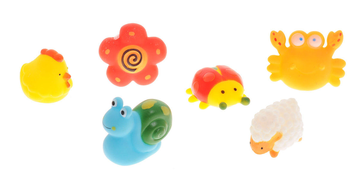 ABtoys Набор игрушек для ванной Веселое купание 6 шт PT-00351PT-00351 ABtoys Набор игрушек для ванной Веселое купание 6 шт PT-00351PT-00351С набором игрушек для ванной ABtoys Веселое купание принимать водные процедуры станет еще веселее и приятнее. В набор входят шесть игрушек - улитка, цыпленок, овечка, божья коровка, цветочек и краб. Игрушки могут брызгать водой и пищать. Набор доставит ребенку большое удовольствие и поможет преодолеть страх перед купанием. Игрушки для ванной способствуют развитию воображения, цветового восприятия, тактильных ощущений и мелкой моторики рук.