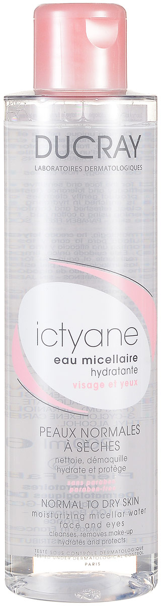 Ducray Увлажняющая мицеллярная вода Ictyane для лица и глаз, 200 млC47631 Ducray Увлажняющая мицеллярная вода Ictyane для лица и глаз, 200 млC47631Увлажняющая мицеллярная вода бережно очищает кожу лица и век. Удаляет даже водостойкий макияж. Снимает раздражение и успокаивает чувствительную кожу, увлажняя ее и защищая от негативных факторов внешней среды. Вода гарантирует оптимальную эффективность и бережное воздействие (протестировано при участии пациентов, носящих контактные линзы). Формула средства, обогащенная увлажняющим глицерином, защищает кожу от раздражений. Эффективность: Улучшение уровня увлажненности кожи после 21 дня применения: +10,5%*. Удовлетворенность удалением макияжа с глаз: 90,9%*. Защита от раздражений: 87,9%. * Тест применения при участии 33 женщин: % удовлетворенности сразу после применения.