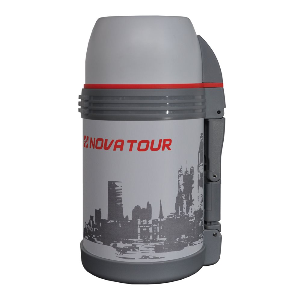 Термос Nova Tour Биг Бэн, цвет: серый, 2 л95308-910-00 Термос Nova Tour Биг Бэн, цвет: серый, 2 л95308-910-00Термос с широким горлом, ёмкостью 2л, выполненный из пищевой нержавеющей стали, с поворотным клапаном (Достаточно повернуть пробку на пол-оборота чтобы налить содержимое из термоса), который дает возможность при наливании не открывать термос целиком для меньшего охлаждения содержимого. Складная пластмассовая рукоятка для удобства наливания содержимого. Регулируемый ремешок для переноски термоса в комплекте. Дополнительная пластиковая миска под крышкой термоса.