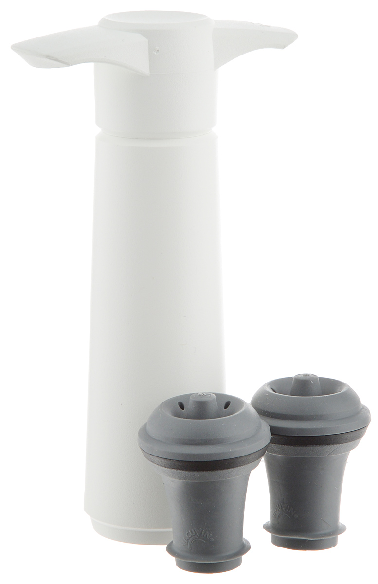 Насос вакуумный Vacu Vin Wine Saver, цвет: белый9812606_белый Насос вакуумный Vacu Vin Wine Saver, цвет: белый9812606_белыйВакуумный насос Vacu Vin Wine Saver предназначен для закупоривания открытых бутылок с вином. Многоразовые пробки из специальной пищевой резины, которыми укомплектован насос, позволяют плотно запечатать начатую бутылку вина. При помощи насоса Wine Saver из бутылки выкачивается воздух, поэтому процесс окисления вина приостанавливается. Вы сможете открывать и закрывать бутылку снова и снова, сколько угодно раз, и вино при этом не потеряет своего очарования. Wine Saver снабжен звуковым индикатором. Как только оптимальная степень вакуума достигнута, вы услышите небольшой щелчок. Это означает, что теперь вино находится в сохранности и бутылку можно убрать на хранение. Уникальный современный дизайн. В комплекте 2 многоразовые пробки. Звуковой индикатор. Внимание: насос не подходит для закупорки игристых вин!