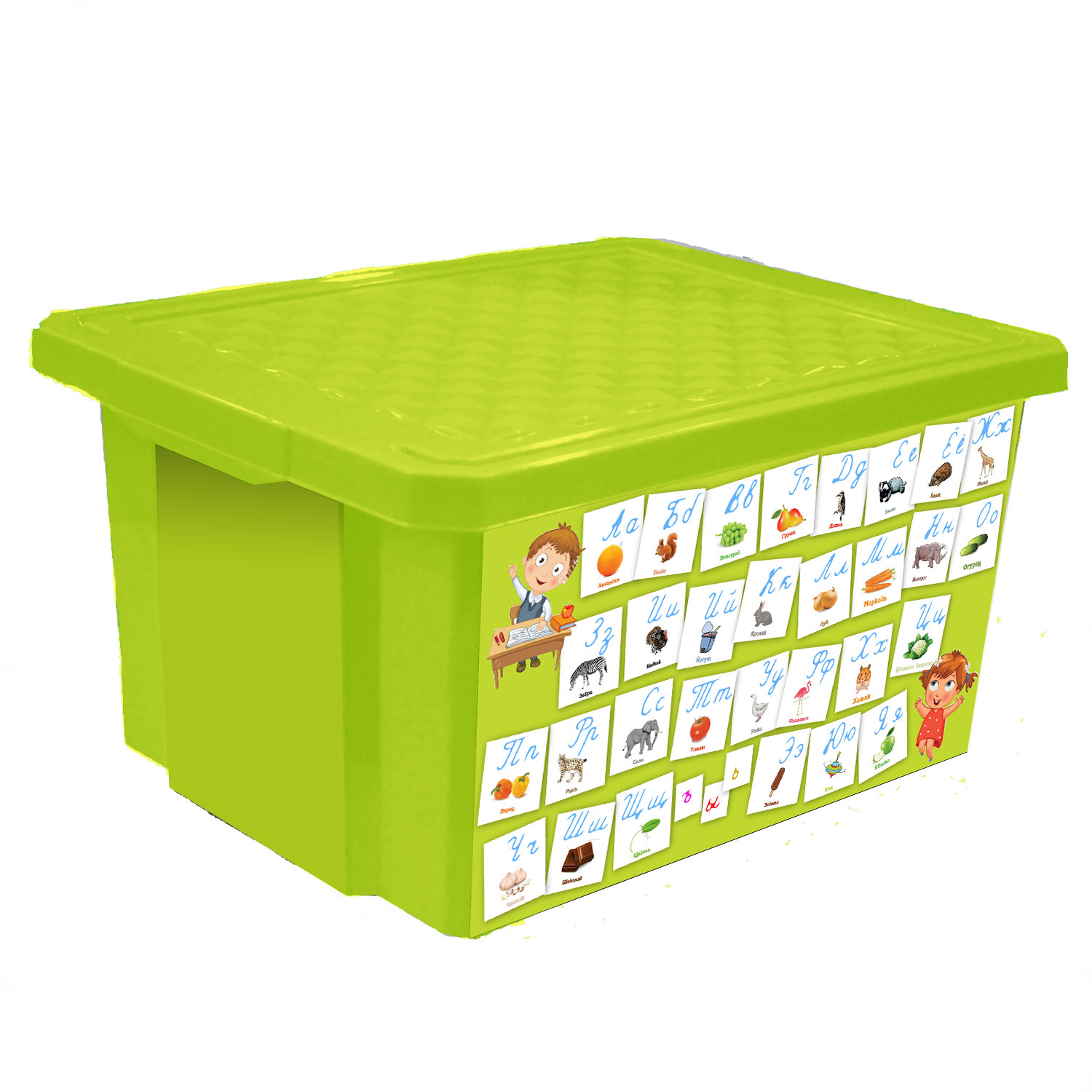 Ящик для хранения игрушек Little Angel X-BOX. Обучайка. Азбука, 17 лLA1023ОБСЛ Ящик для хранения игрушек Little Angel X-BOX. Обучайка. Азбука, 17 лLA1023ОБСЛУниверсальный ящик для хранения Little Angel X-BOX. Обучайка. Азбука с новым обучающим декором - это простой и доступный способ познакомить малыша с алфавитом а также объяснить отличия написания прописных и печатных букв. Такой функциональный объект для хранения несомненно станет достойным дополнением пространства развивающей среды для вашего подрастающего гения. Ящик декорирован с помощью технологии In Mould Labeling. Декор ящика устойчив при мытье, дольше сохраняет насыщенность цветов . Прочный каркас ящика позволит хранить как легкие вещи, так и более тяжелый груз. Уникальный обучающий декор линии Обучайка разработан при участии педагогов ДОУ и детских психологов.