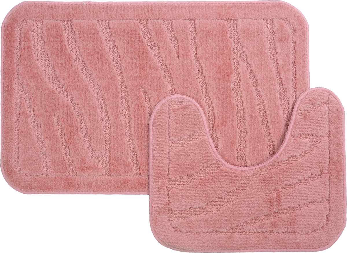 Набор ковриков для ванной MAC Carpet Рома. Линии, цвет: розовый, 50 х 80 см, 50 х 40 см, 2 шт21884 Набор ковриков для ванной MAC Carpet Рома. Линии, цвет: розовый, 50 х 80 см, 50 х 40 см, 2 шт21884Набор MAC Carpet Рома. Линии, выполненный из полипропилена, состоит из двух ковриков для ванной комнаты, один из которых имеет вырез под унитаз. Противоскользящее основание изготовлено из термопластичной резины. Коврики мягкие и приятные на ощупь, отлично впитывают влагу и быстро сохнут. Высокая износостойкость ковриков и стойкость цвета позволит вам наслаждаться покупкой долгие годы. Можно стирать вручную или в стиральной машине на деликатном режиме при температуре 30°С.
