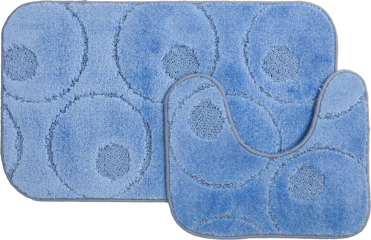 Набор ковриков для ванной MAC Carpet Рома. Круги, цвет: голубой, 50 х 80 см, 50 х 40 см, 2 шт21800 Набор ковриков для ванной MAC Carpet Рома. Круги, цвет: голубой, 50 х 80 см, 50 х 40 см, 2 шт21800Набор MAC Carpet Рома. Круги, выполненный из полипропилена, состоит из двух ковриков для ванной комнаты, один из которых имеет вырез под унитаз. Противоскользящее основание изготовлено из термопластичной резины. Коврики мягкие и приятные на ощупь, отлично впитывают влагу и быстро сохнут. Высокая износостойкость ковриков и стойкость цвета позволит вам наслаждаться покупкой долгие годы. Можно стирать вручную или в стиральной машине на деликатном режиме при температуре 30°С.