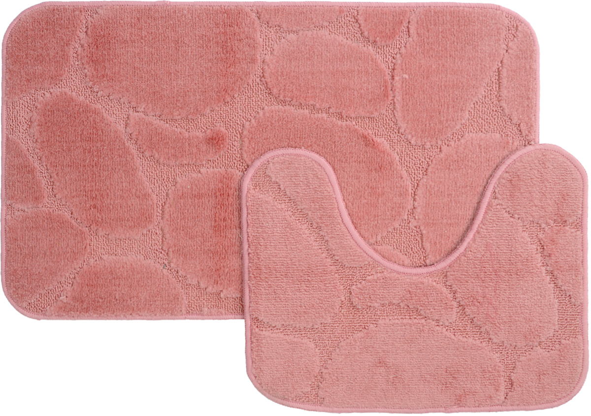 Набор ковриков для ванной MAC Carpet Рома. Камни, цвет: розовый, 50 х 80 см, 50 х 40 см, 2 шт21822 Набор ковриков для ванной MAC Carpet Рома. Камни, цвет: розовый, 50 х 80 см, 50 х 40 см, 2 шт21822Набор MAC Carpet Рома. Камни, выполненный из полипропилена, состоит из двух ковриков для ванной комнаты, один из которых имеет вырез под унитаз. Противоскользящее основание изготовлено из термопластичной резины. Коврики мягкие и приятные на ощупь, отлично впитывают влагу и быстро сохнут. Высокая износостойкость ковриков и стойкость цвета позволит вам наслаждаться покупкой долгие годы. Можно стирать вручную или в стиральной машине на деликатном режиме при температуре 30°С.