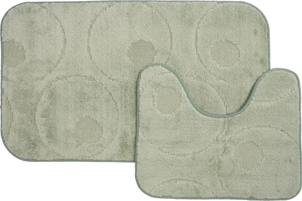 Набор ковриков для ванной MAC Carpet Рома. Круги, цвет: светло-зеленый, 60 х 100 см, 50 х 60 см, 2 шт21788 Набор ковриков для ванной MAC Carpet Рома. Круги, цвет: светло-зеленый, 60 х 100 см, 50 х 60 см, 2 шт21788Набор MAC Carpet Рома. Круги, выполненный из полипропилена, состоит из двух ковриков для ванной комнаты, один из которых имеет вырез под унитаз. Противоскользящее основание изготовлено из термопластичной резины. Коврики мягкие и приятные на ощупь, отлично впитывают влагу и быстро сохнут. Высокая износостойкость ковриков и стойкость цвета позволит вам наслаждаться покупкой долгие годы. Можно стирать вручную или в стиральной машине на деликатном режиме при температуре 30°С.