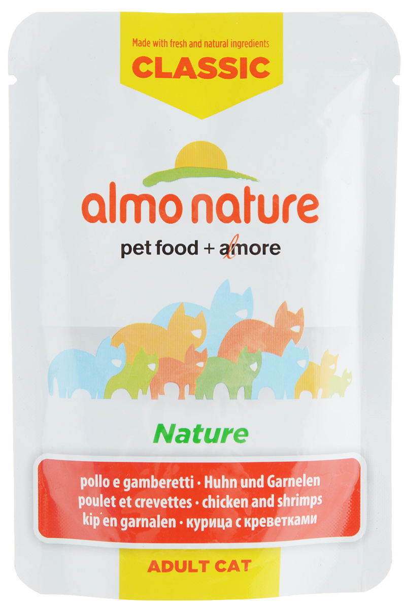 Консервы для взрослых кошек Almo Nature Classic. Nature, с курицей и креветками, 55 г20055 Консервы для взрослых кошек Almo Nature Classic. Nature, с курицей и креветками, 55 г20055Консервы Almo Nature Classic. Nature - это корм, рекомендованный взрослым кошкам. Угощение изготавливается из свежих и натуральных ингредиентов, которые были упакованы сырыми, затем стерилизованы, чтобы сохранить питательные вещества и вкус. Ваш питомец будет в полном восторге. Не содержит сои, консервантов, ароматизаторов, искусственных красителей, усилителей вкуса. Товар сертифицирован.