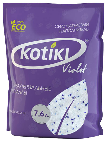 Наполнитель для кошачьего туалета Kotiki Violet Антибактериальные кристаллы, силикагелевый, 7,6 л00000000011 Наполнитель для кошачьего туалета Kotiki Violet Антибактериальные кристаллы, силикагелевый, 7,6 л00000000011Наполнитель Kotiki Violet предотвращает размножение бактерий, моментально блокирует всю влагу и неприятные запахи. Не прилипает к лапам и шерсти животного, экономичен в использовании, не вызывает аллергию.