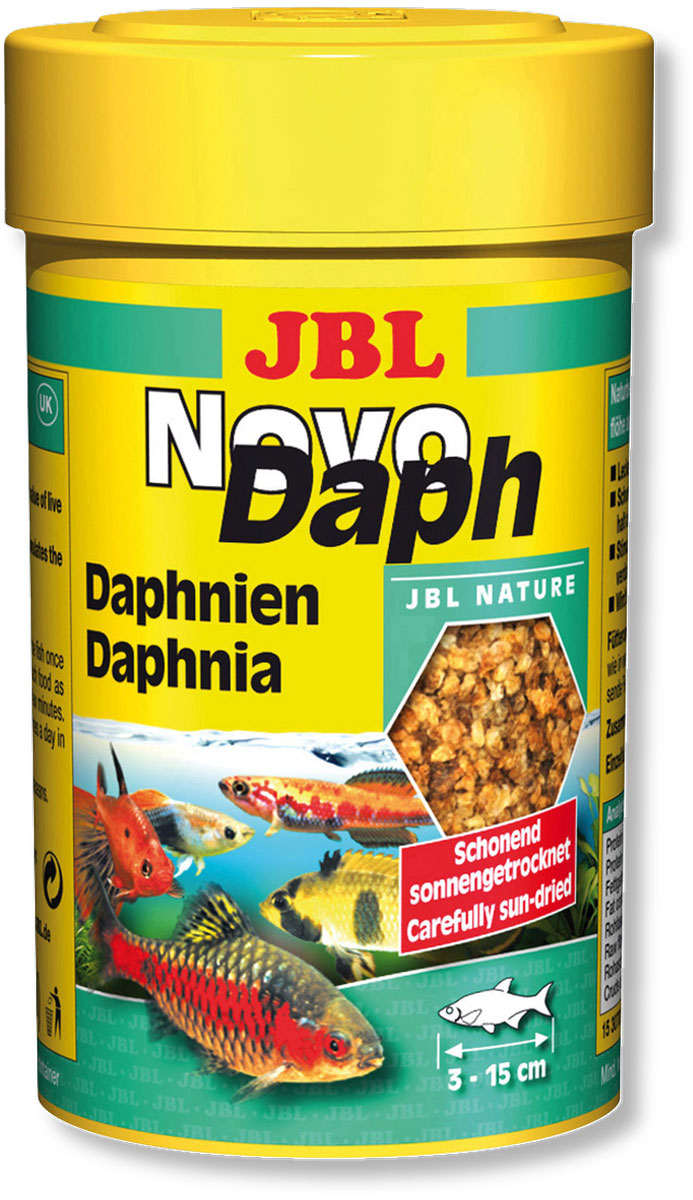 Корм JBL NovoDaph для всех видов рыб, 100 мл (15 г)JBL3070000 Корм JBL NovoDaph для всех видов рыб, 100 мл (15 г)JBL3070000Корм JBL NovoDaph представляет собой идеальное дополнение в меню для всех аквариумных рыб и содержит благодаря сушке под солнцем все питательные вещества живого корма. Корм охотно поедается даже очень разборчивыми видами рыб. Высокое содержание балластного вещества (хитина) стимулирует пищеварение. Идеальный размер корма для рыб от 3 до 15 см. Рекомендуется кормить ежедневно по нескольку раз, но маленькими порциями, которые съедаются в течение нескольких минут. Состав: белки 50%, жиры 10%, клетчатка 2%, зола 18%, моллюски и ракообразные 100%. Вес: 15 г. Товар сертифицирован.