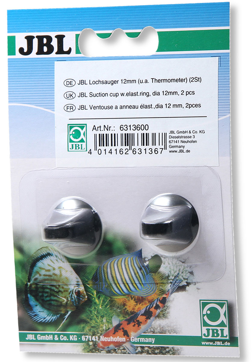 Присоски JBL LochSauger, диаметр 12 мм, 2 штJBL6313600 Присоски JBL LochSauger, диаметр 12 мм, 2 штJBL6313600Присоски JBL LochSauger выполнены из высококачественной резины оснащены сверхпрочными клипсами. Предназначены для объектов диаметром 11-12 мм (например, термометр). Количество: 2 шт. Размер присоски: 2,4 х 2,4 х 1,8 см.