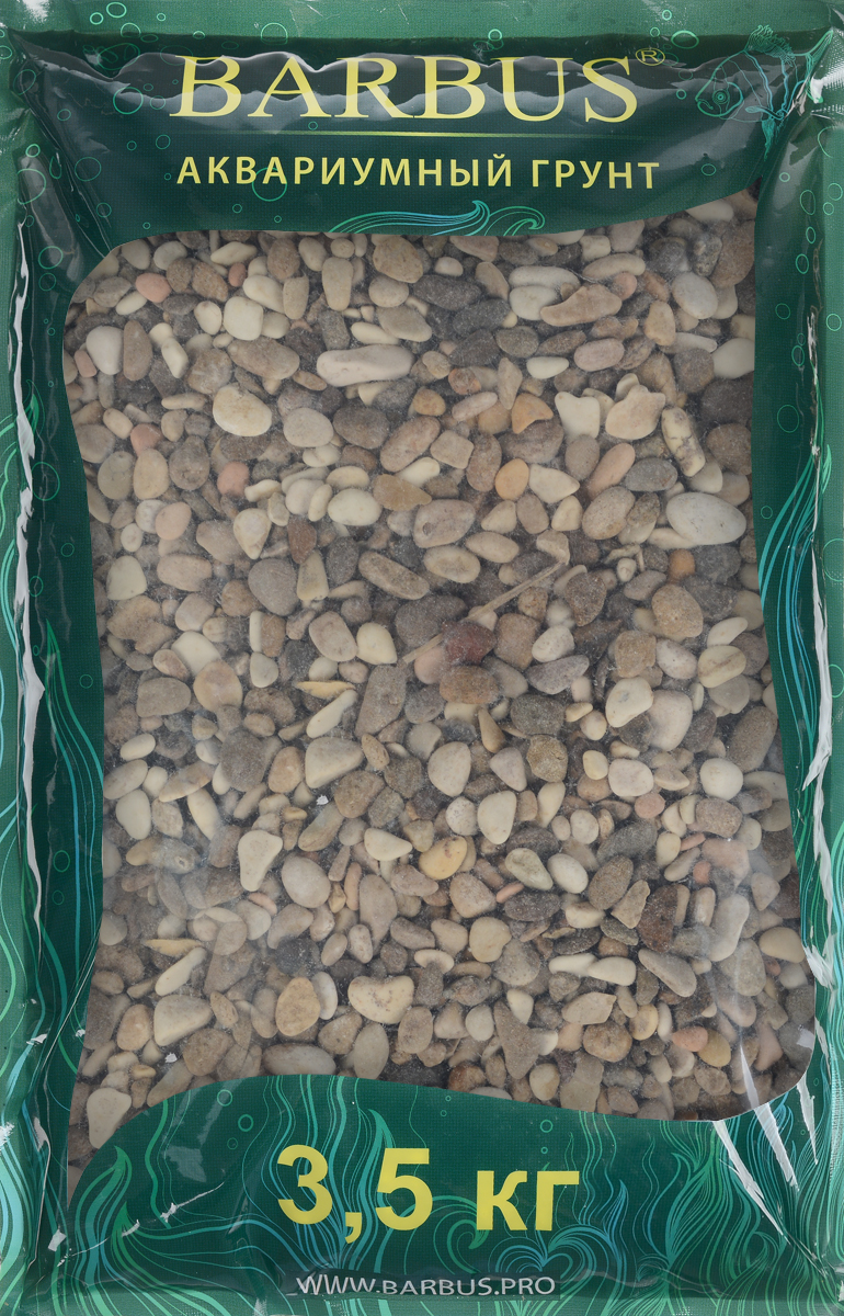 Грунт для аквариума Barbus Пестрая №2, натуральный, галька, 2-5 мм, 3,5 кгGRAVEL 013/3,5 Грунт для аквариума Barbus Пестрая №2, натуральный, галька, 2-5 мм, 3,5 кгGRAVEL 013/3,5Натуральный природный грунт в виде гальки Barbus Пестрая №2 прекрасно подходит для применения в пресноводных аквариумах, а также в палюдариумах и террариумах. Грунт является субстратом для укоренения водных растений и служит неотъемлемой частью естественной среды обитания рыб. Безопасен для всех видов рыб и для живых растений. Рекомендуется перед использованием грунт промыть. Средняя норма засыпки пакета грунта рассчитана на 20 литров воды стандартных размеров аквариума. Фракция: 2-5 мм.