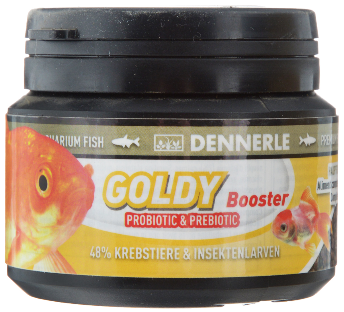 Корм Dennerle Goldy Booster, для золотых рыбок, 48 гDEN7514 Корм Dennerle Goldy Booster, для золотых рыбок, 48 гDEN7514Dennerle Goldy Booster - основной корм в форме гранул для золотых рыбок. Корм для золотых рыбок и их разновидностей (вуалехвосты, шубункины, кометы и львиноголовки). Содержит 53% животных компонентов, таких как: - Гаммарус, зеленые мидии, дафнии, в также 41% растительных компонентов, которыми питаются в естественной среде обитания карповые, к которым относятся золотые рыбки; - Астаксантин усиливает яркость окраски рыб; - Пробиотики, лактобактерии и бета-глюкан укрепляют иммунитет. Состав: арктический криль (27%), пшеничный протеин, моринга масличная, речной бокоплав (4%), кузнечик (4%), личинка мухи (3%), шпинат, жир морских животных с омега-3 ПНЖК, известковые красные водоросли, дрожжевой экстракт, капуста белокочанная, артемия (2%), науплия артемии (2%), каракатица, спирулина платенсис, мелиса, чеснок, мокрица, красная личинка комара (1%), водоросли наннохлоропсис, инулин цикория, травяной экстракт, водоросли хлорелла, фенхель, анис, цветочная пыльца,...